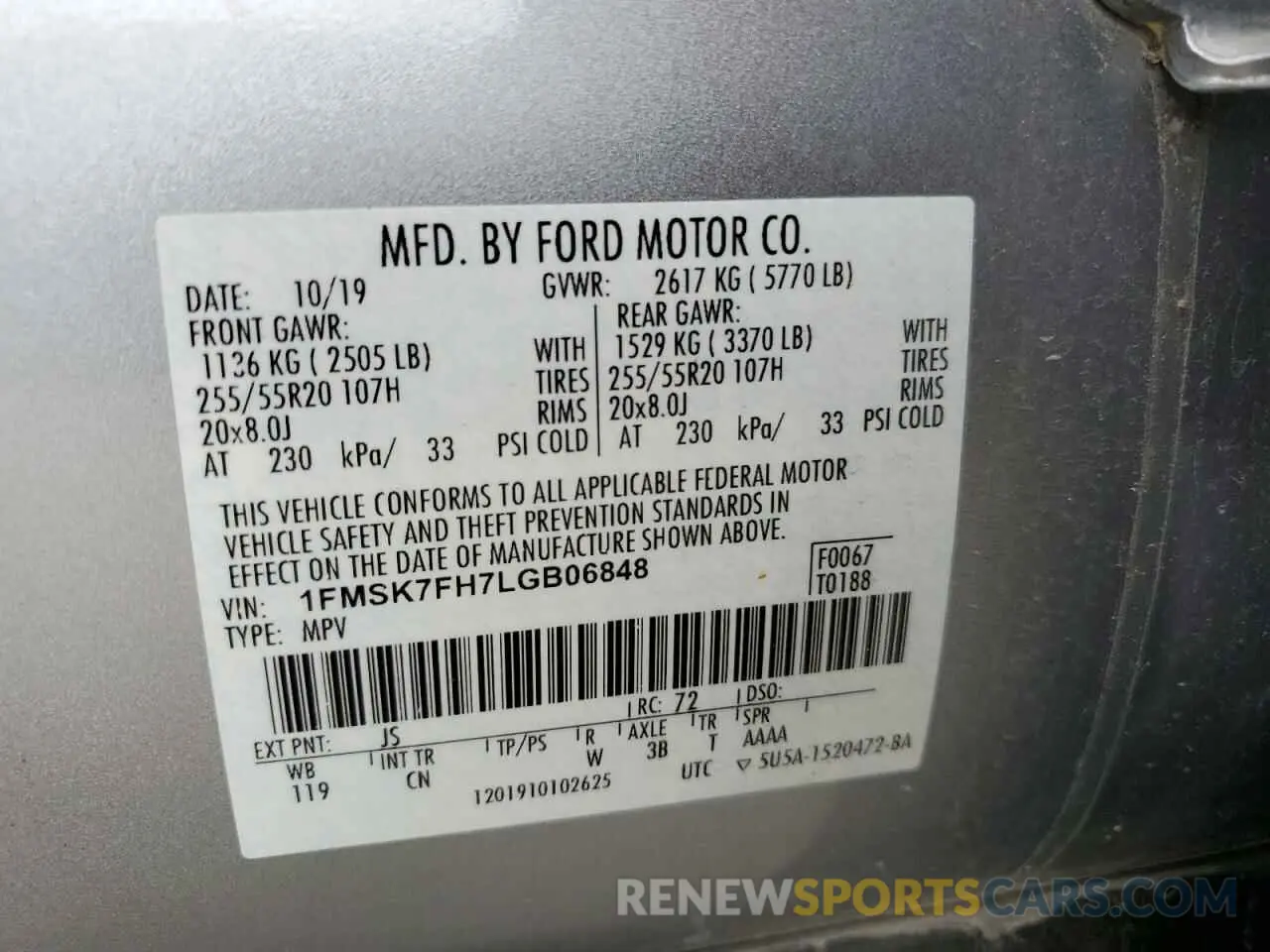 13 Фотография поврежденного автомобиля 1FMSK7FH7LGB06848 FORD EXPLORER 2020