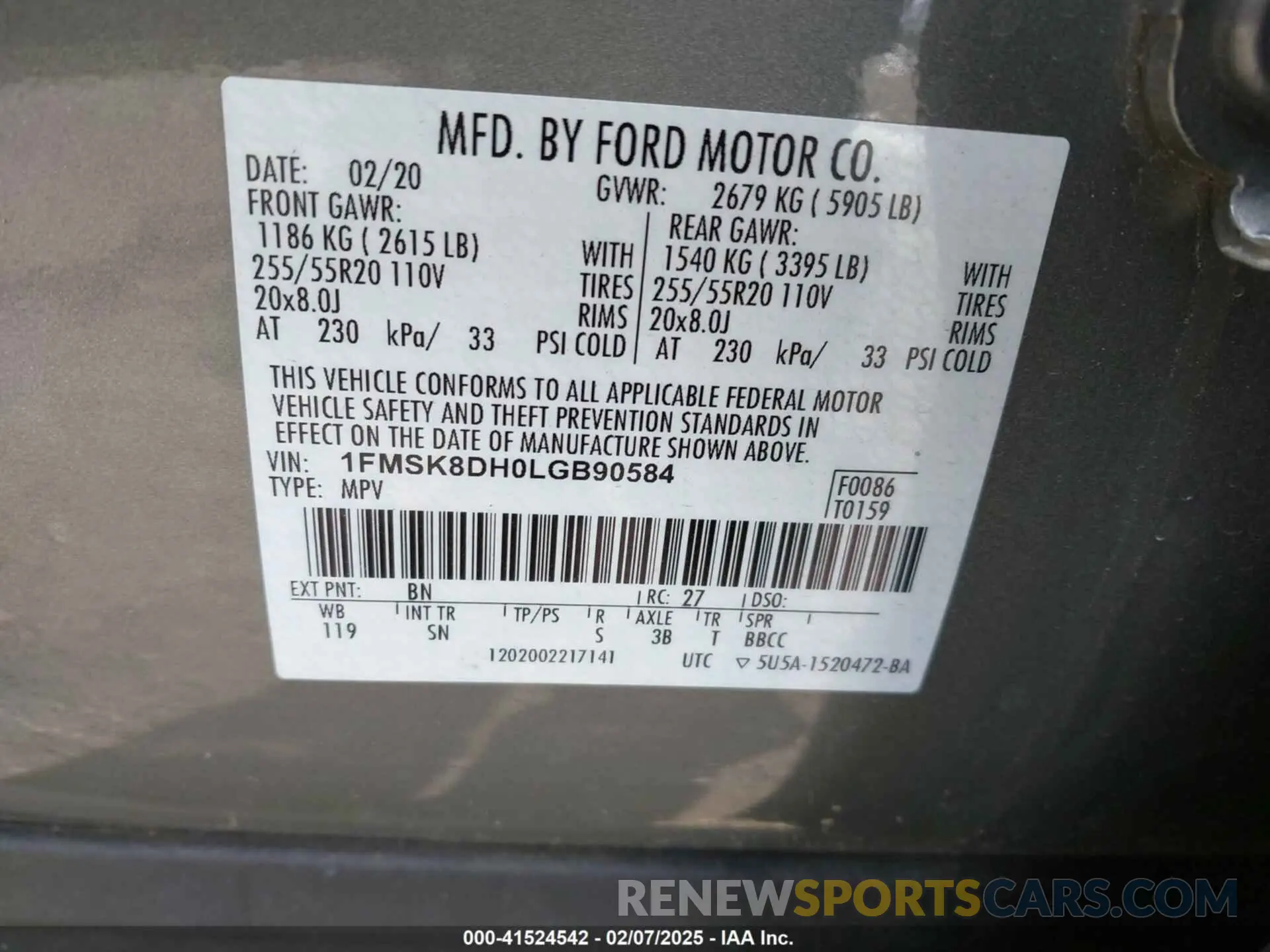 9 Фотография поврежденного автомобиля 1FMSK8DH0LGB90584 FORD EXPLORER 2020