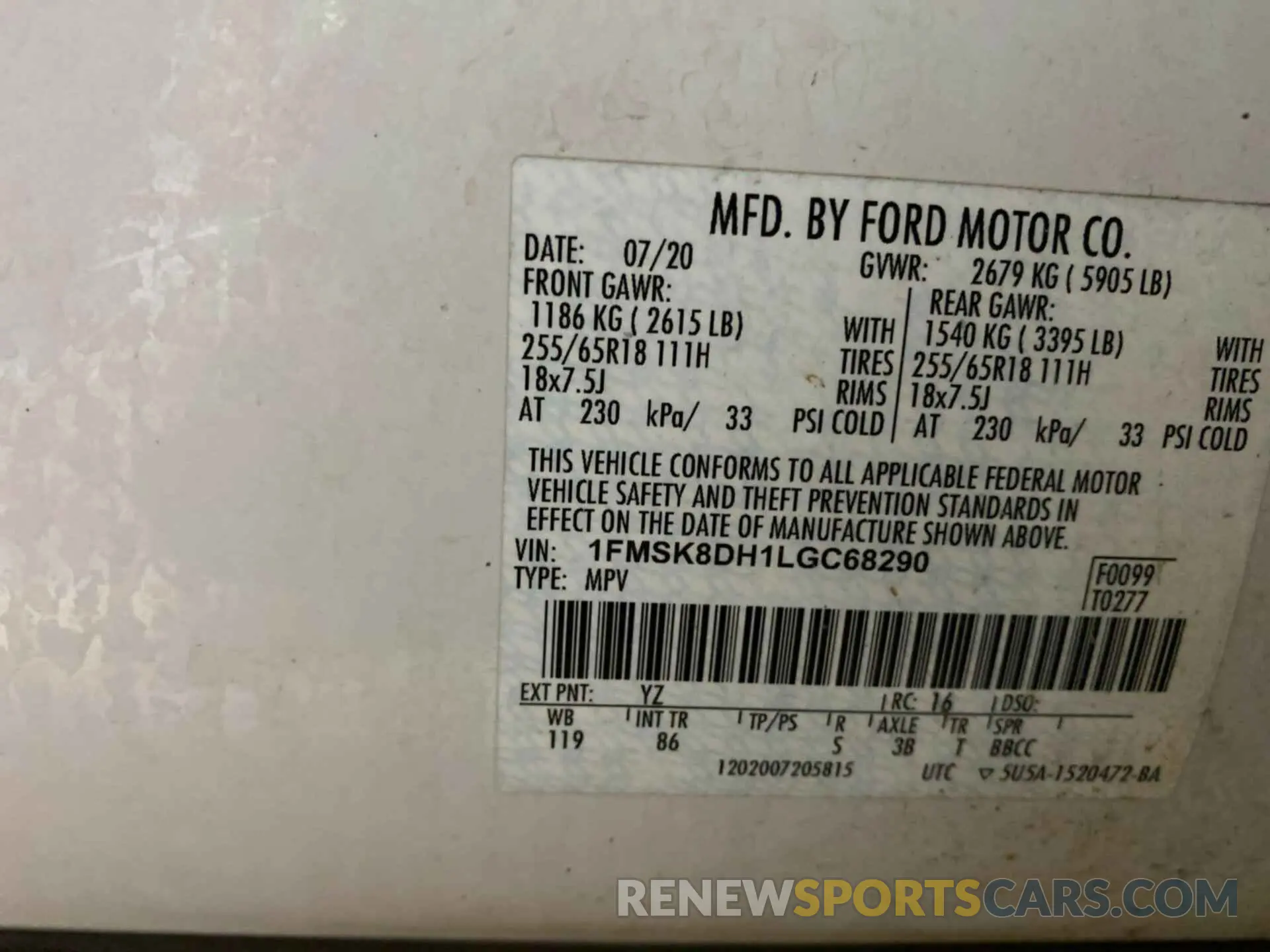 27 Photograph of a damaged car 1FMSK8DH1LGC68290 FORD EXPLORER 2020