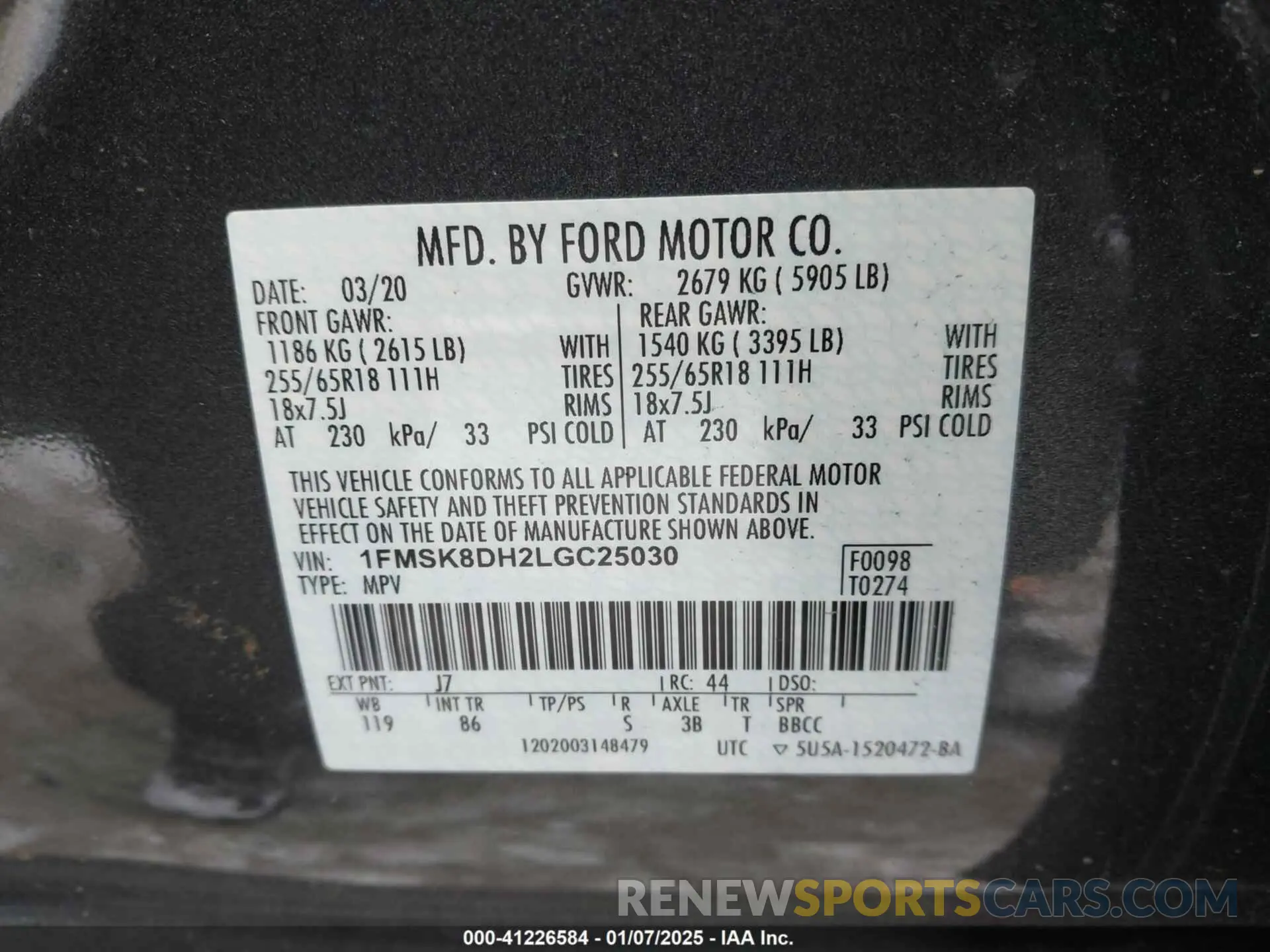 9 Photograph of a damaged car 1FMSK8DH2LGC25030 FORD EXPLORER 2020