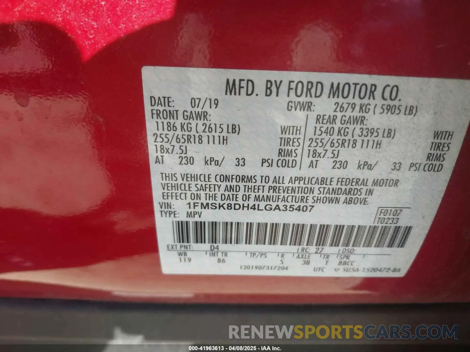 9 Фотография поврежденного автомобиля 1FMSK8DH4LGA35407 FORD EXPLORER 2020