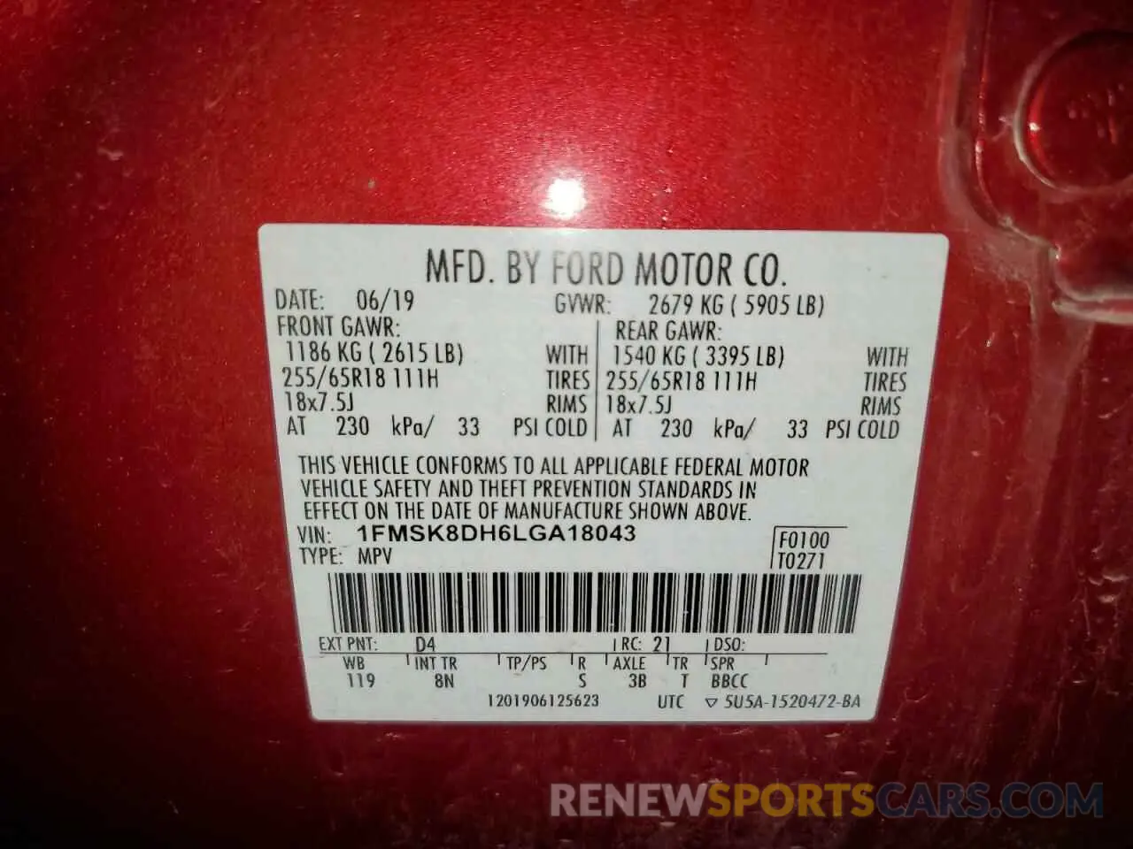 13 Photograph of a damaged car 1FMSK8DH6LGA18043 FORD EXPLORER 2020