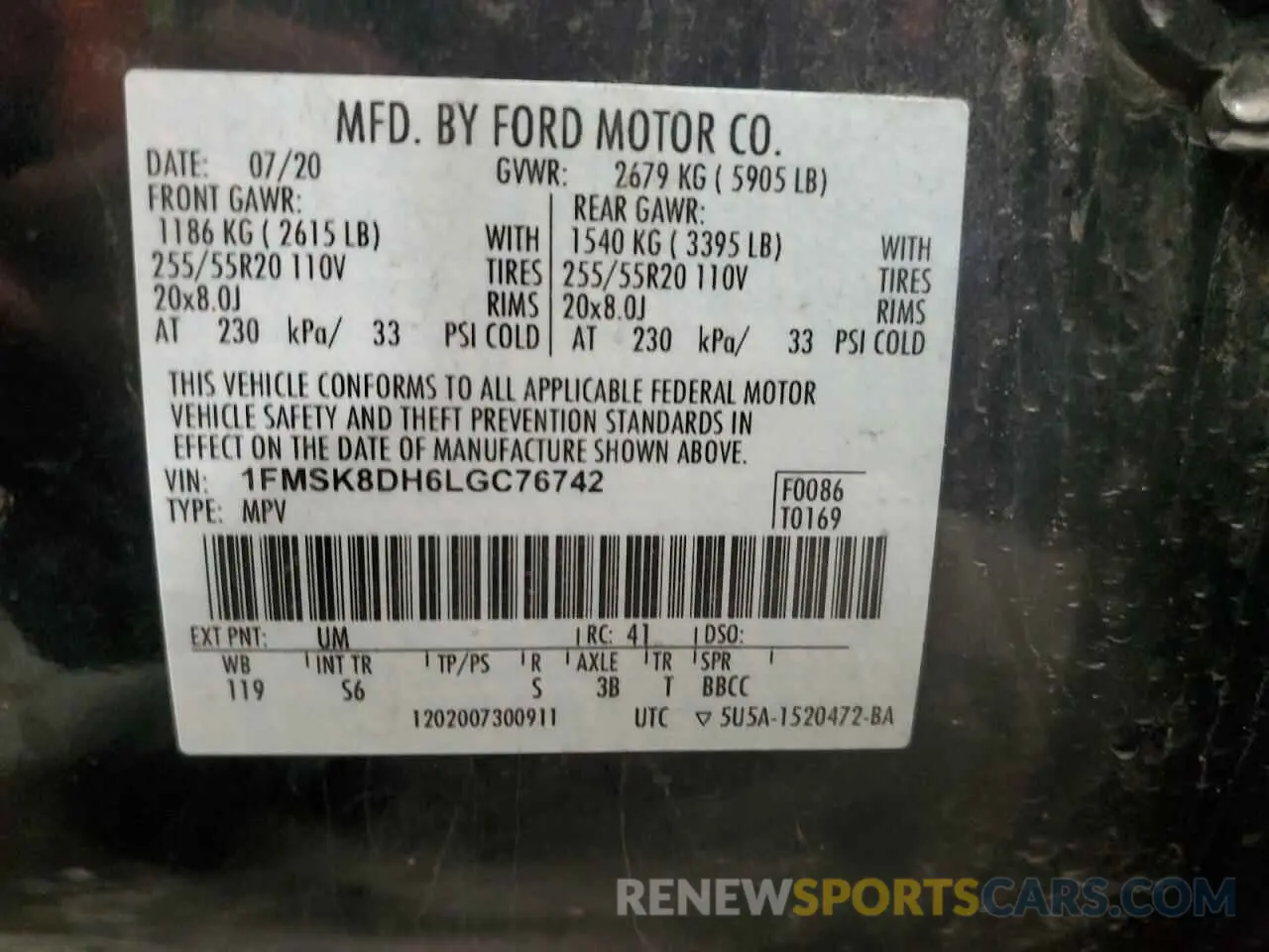 14 Фотография поврежденного автомобиля 1FMSK8DH6LGC76742 FORD EXPLORER 2020