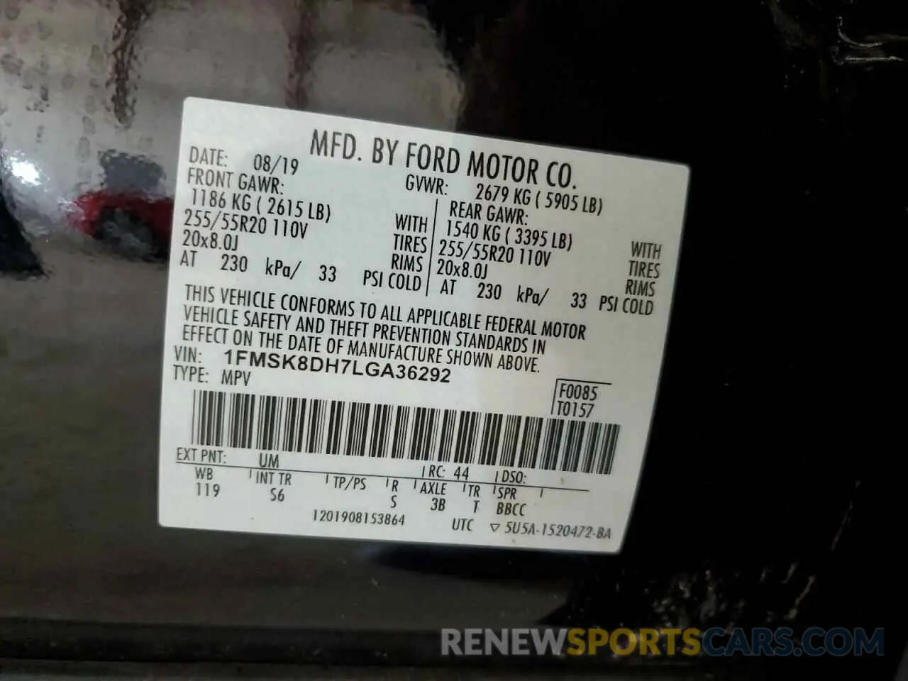 13 Photograph of a damaged car 1FMSK8DH7LGA36292 FORD EXPLORER 2020