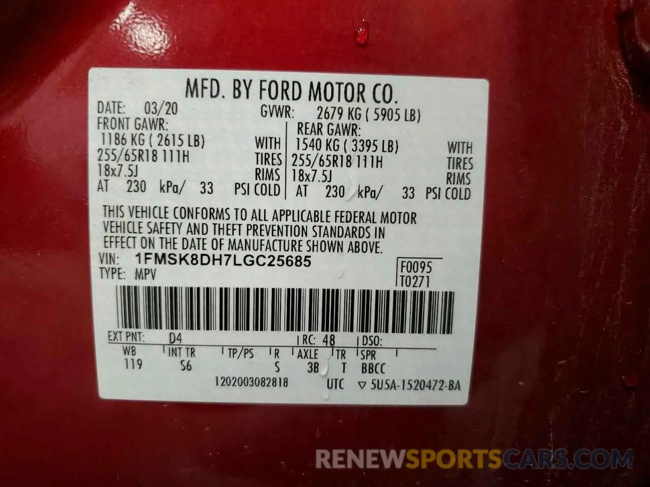 13 Фотография поврежденного автомобиля 1FMSK8DH7LGC25685 FORD EXPLORER 2020