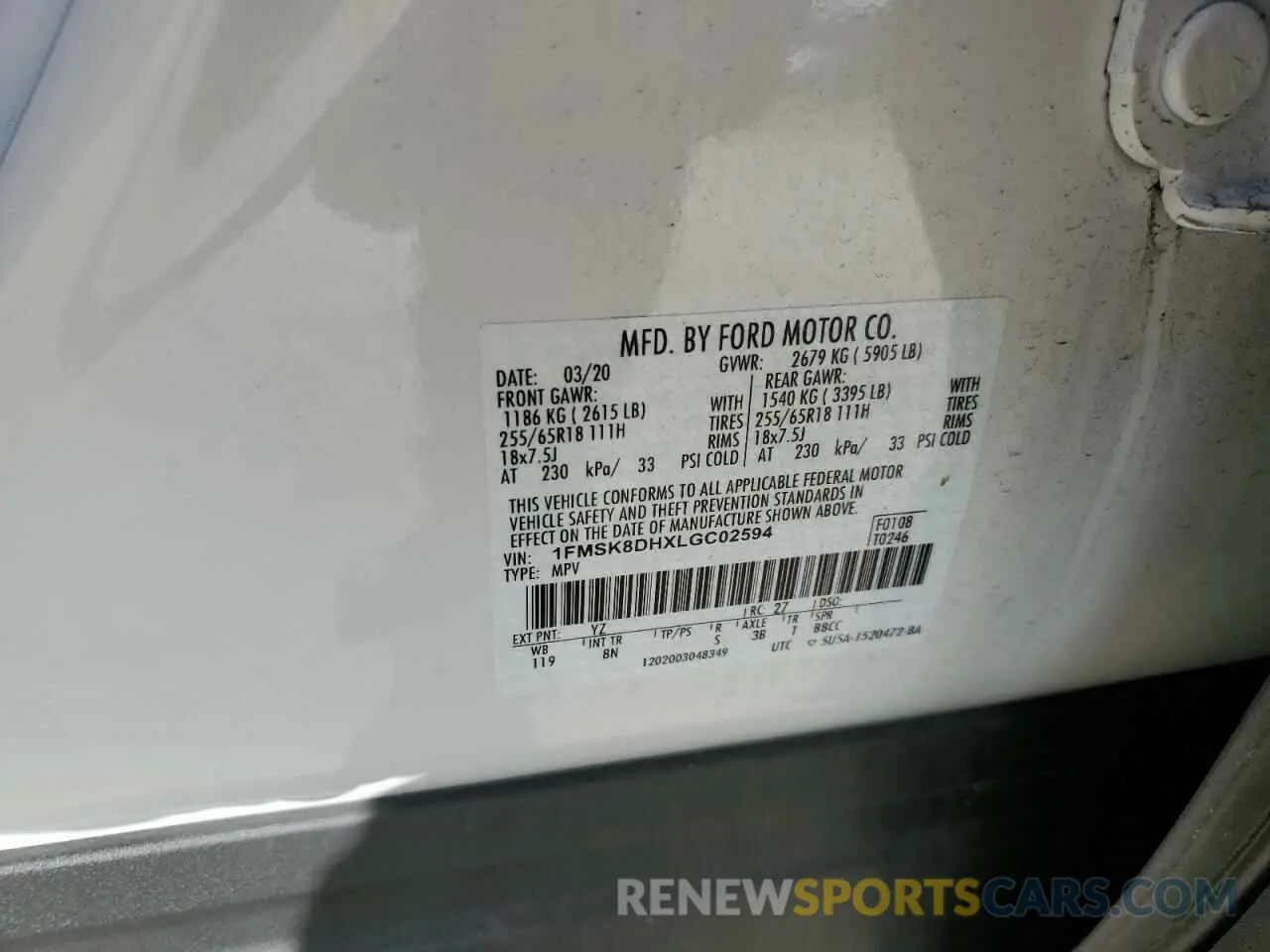14 Фотография поврежденного автомобиля 1FMSK8DHXLGC02594 FORD EXPLORER 2020