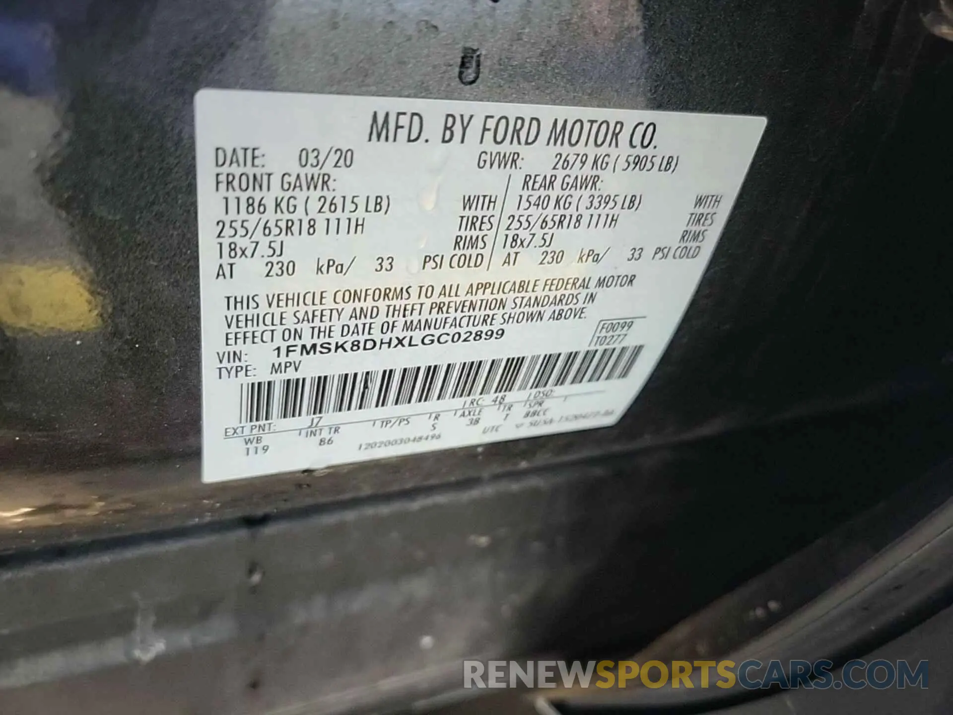 13 Photograph of a damaged car 1FMSK8DHXLGC02899 FORD EXPLORER 2020