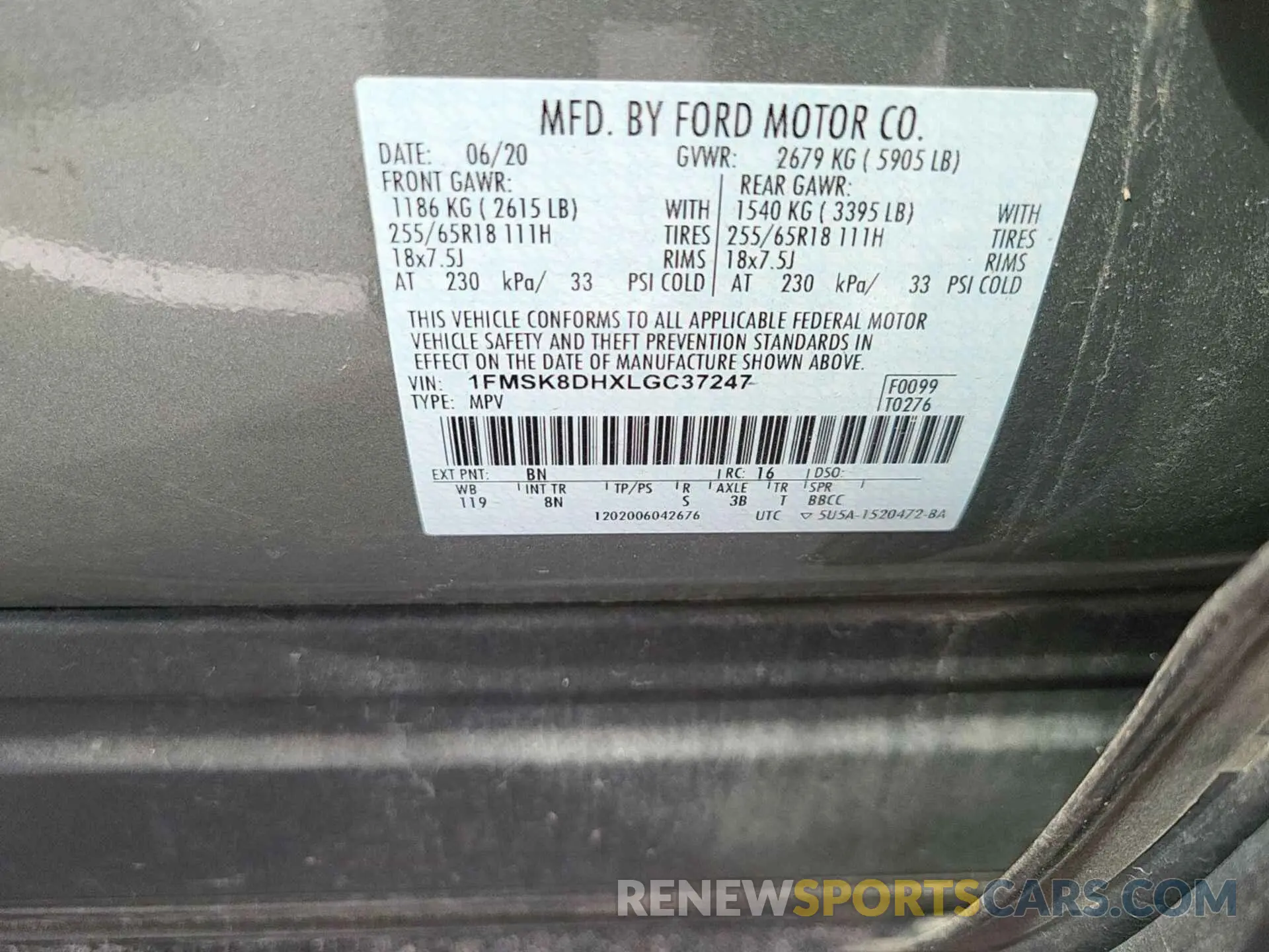 12 Фотография поврежденного автомобиля 1FMSK8DHXLGC37247 FORD EXPLORER 2020
