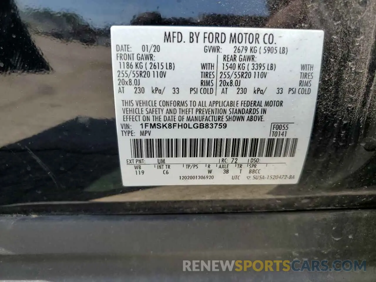 13 Photograph of a damaged car 1FMSK8FH0LGB83759 FORD EXPLORER 2020