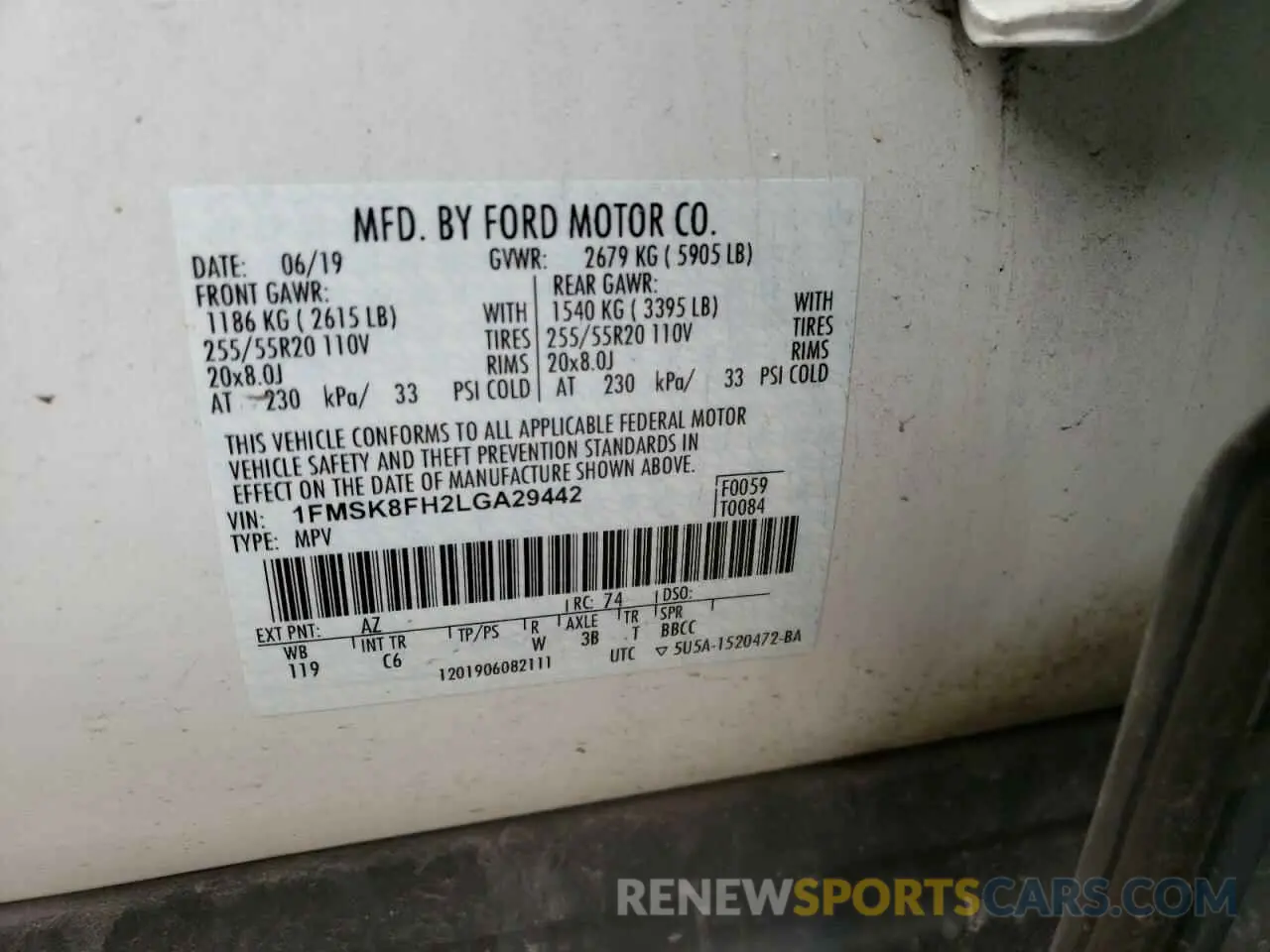 13 Photograph of a damaged car 1FMSK8FH2LGA29442 FORD EXPLORER 2020