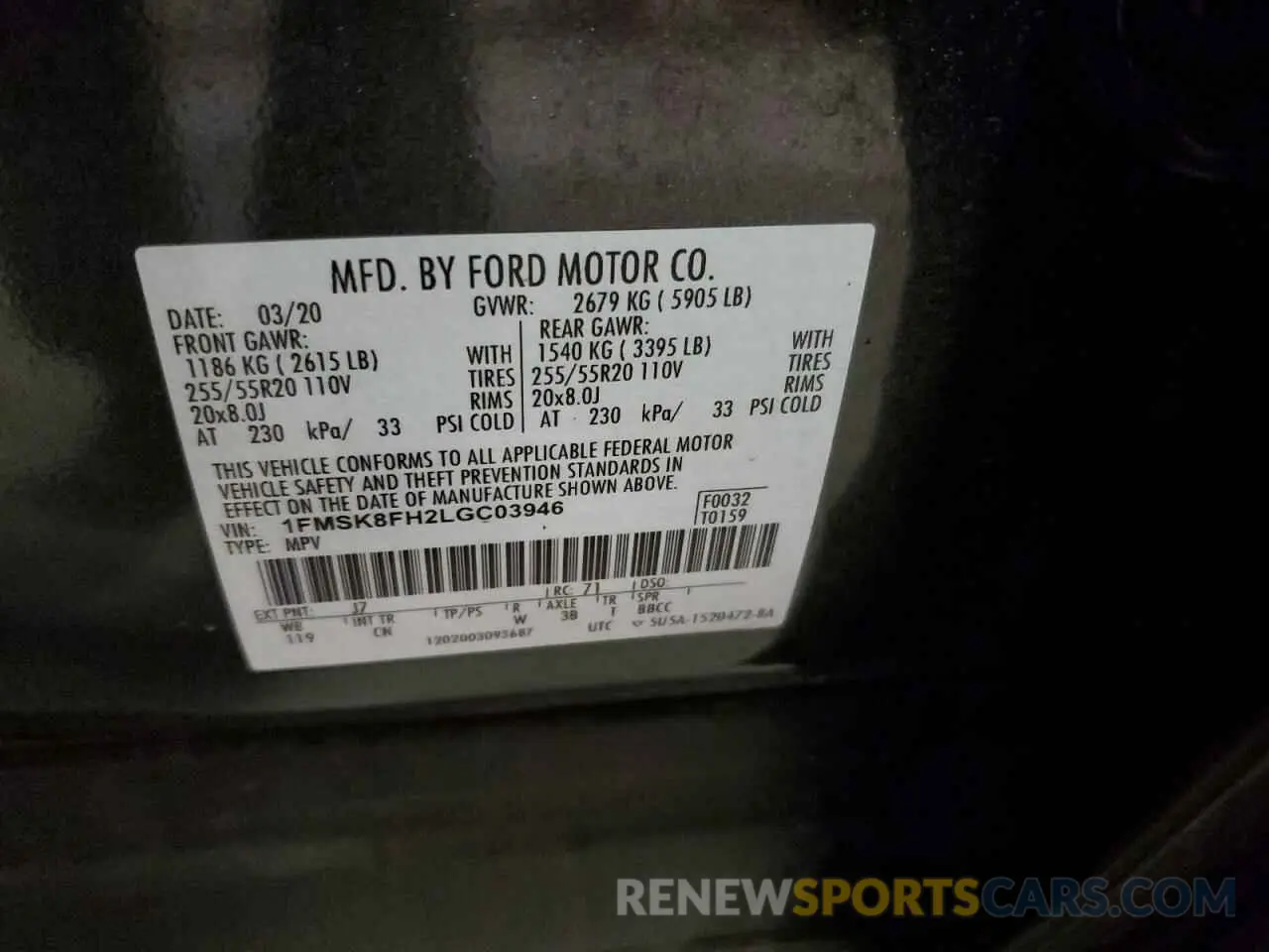 13 Фотография поврежденного автомобиля 1FMSK8FH2LGC03946 FORD EXPLORER 2020