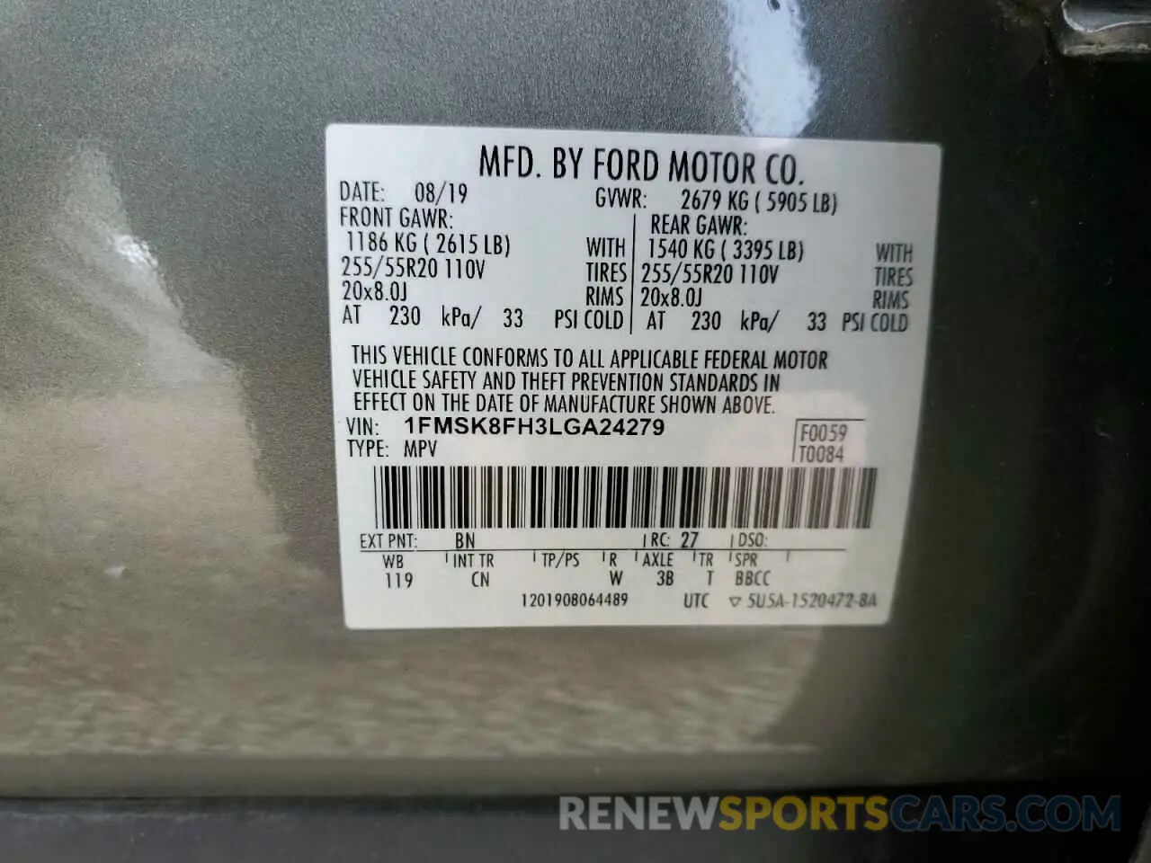 16 Photograph of a damaged car 1FMSK8FH3LGA24279 FORD EXPLORER 2020