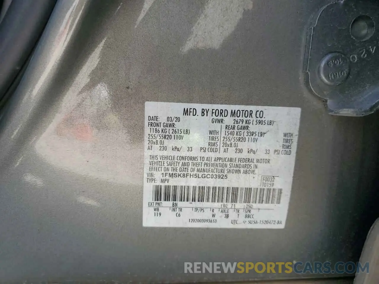 13 Фотография поврежденного автомобиля 1FMSK8FH5LGC03925 FORD EXPLORER 2020