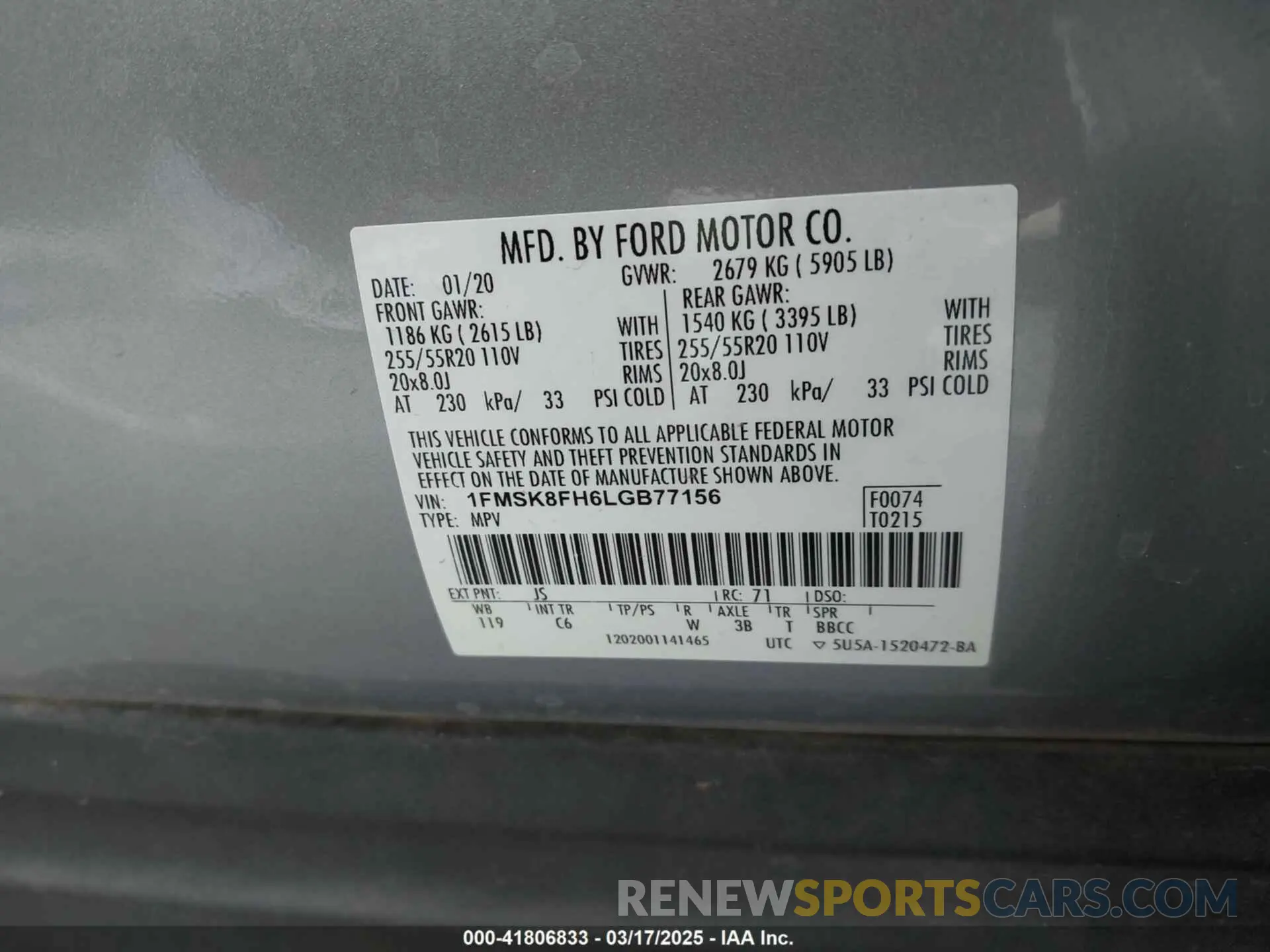 9 Photograph of a damaged car 1FMSK8FH6LGB77156 FORD EXPLORER 2020