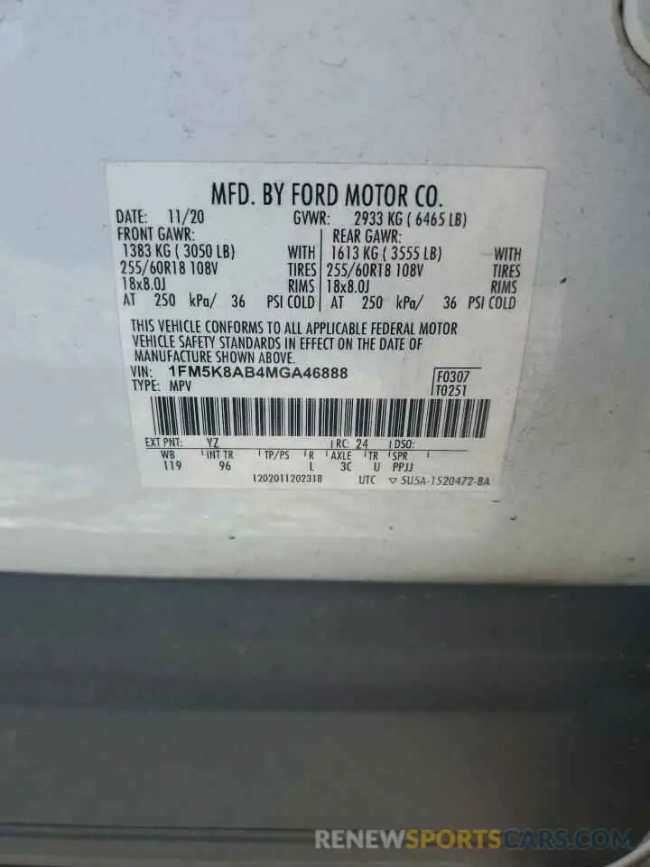 14 Фотография поврежденного автомобиля 1FM5K8AB4MGA46888 FORD EXPLORER 2021