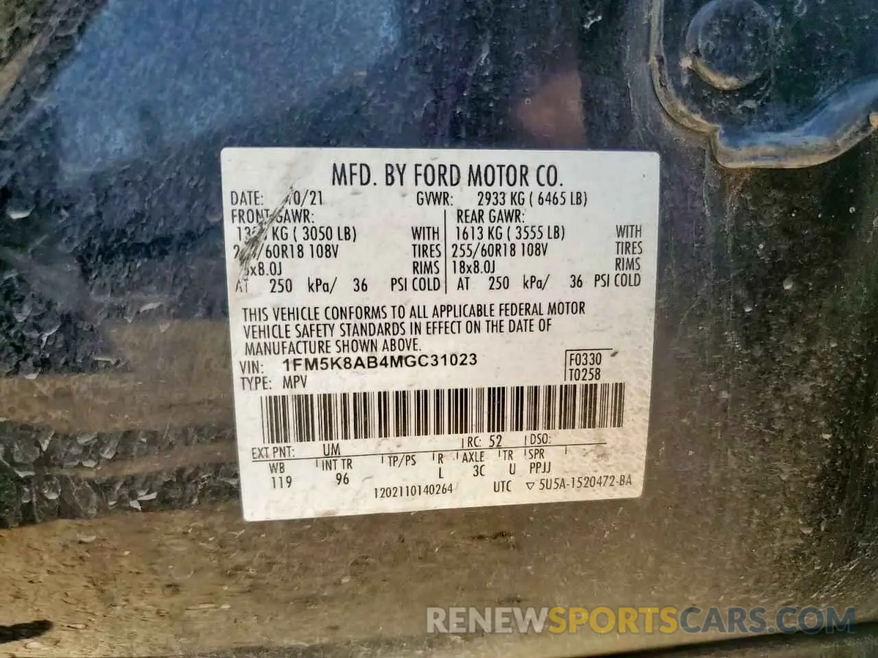 14 Photograph of a damaged car 1FM5K8AB4MGC31023 FORD EXPLORER 2021