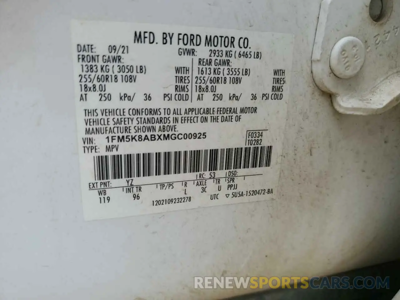 12 Photograph of a damaged car 1FM5K8ABXMGC00925 FORD EXPLORER 2021