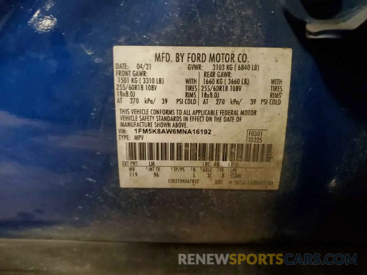 14 Photograph of a damaged car 1FM5K8AW6MNA16192 FORD EXPLORER 2021