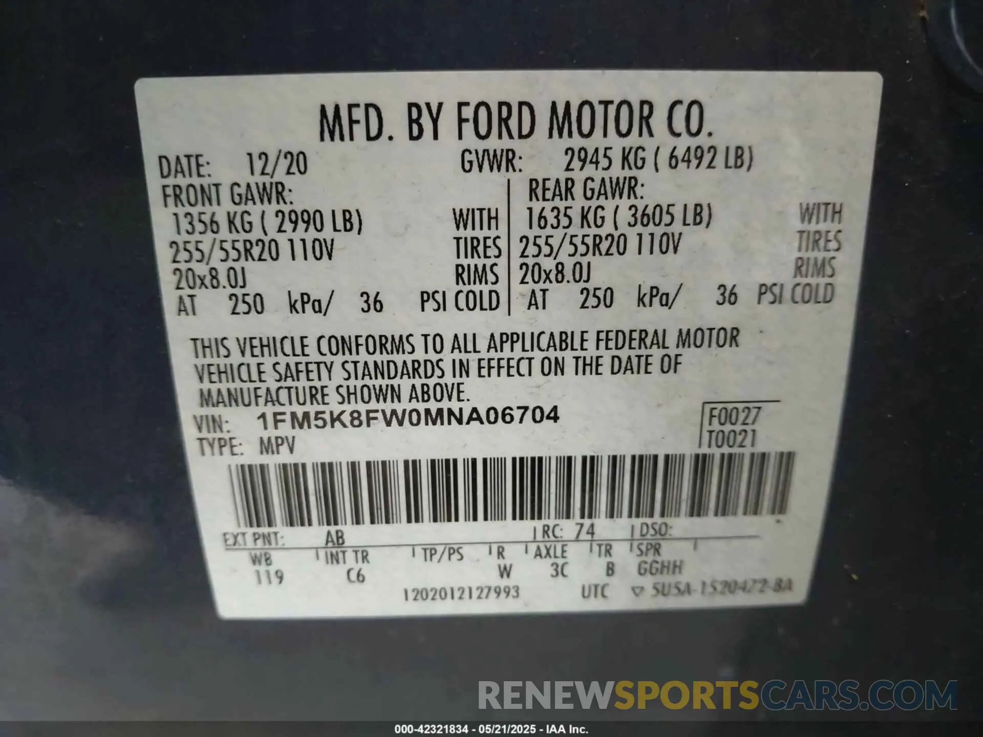 9 Фотография поврежденного автомобиля 1FM5K8FW0MNA06704 FORD EXPLORER 2021