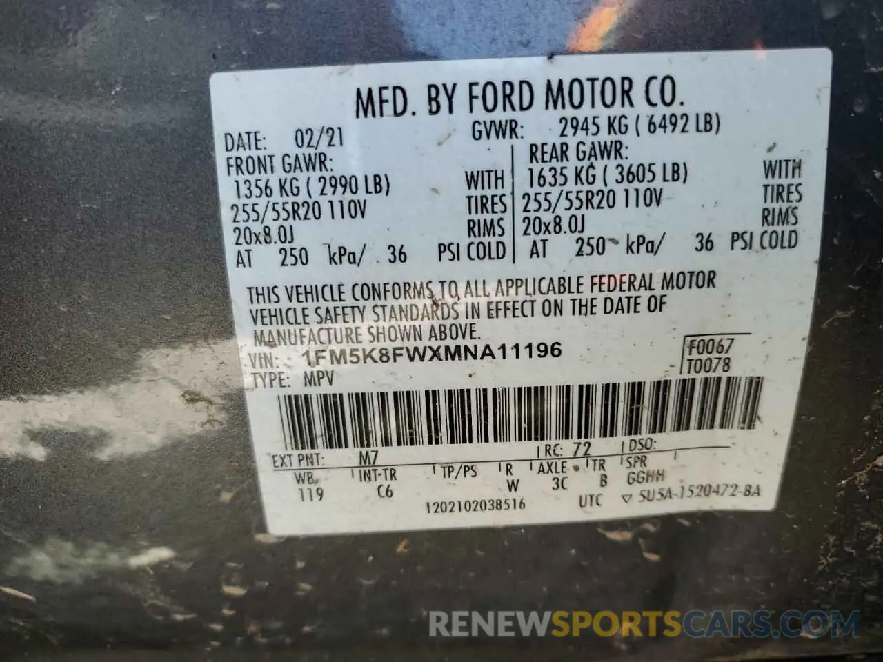 13 Фотография поврежденного автомобиля 1FM5K8FWXMNA11196 FORD EXPLORER 2021