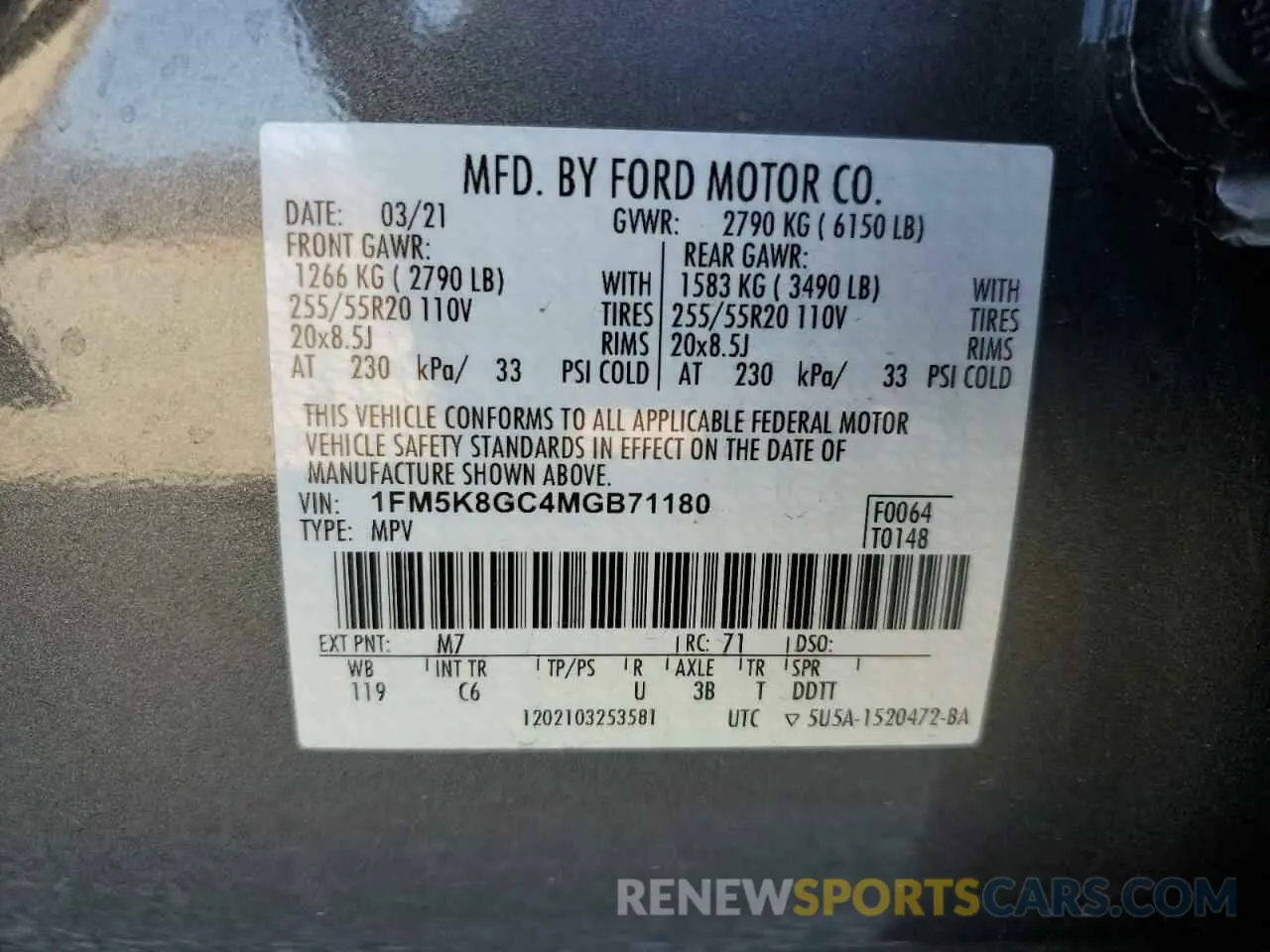 15 Photograph of a damaged car 1FM5K8GC4MGB71180 FORD EXPLORER 2021