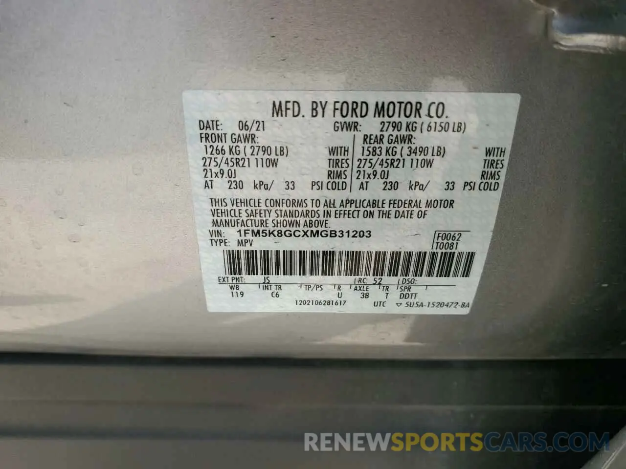 12 Фотография поврежденного автомобиля 1FM5K8GCXMGB31203 FORD EXPLORER 2021
