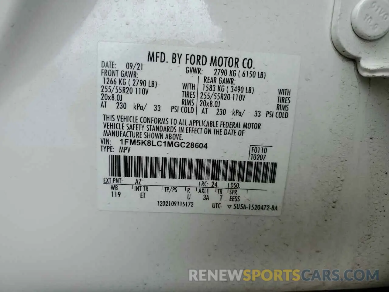13 Фотография поврежденного автомобиля 1FM5K8LC1MGC28604 FORD EXPLORER 2021