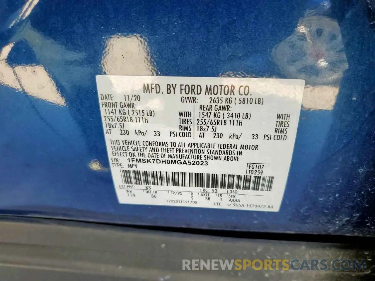 13 Photograph of a damaged car 1FMSK7DH0MGA52023 FORD EXPLORER 2021