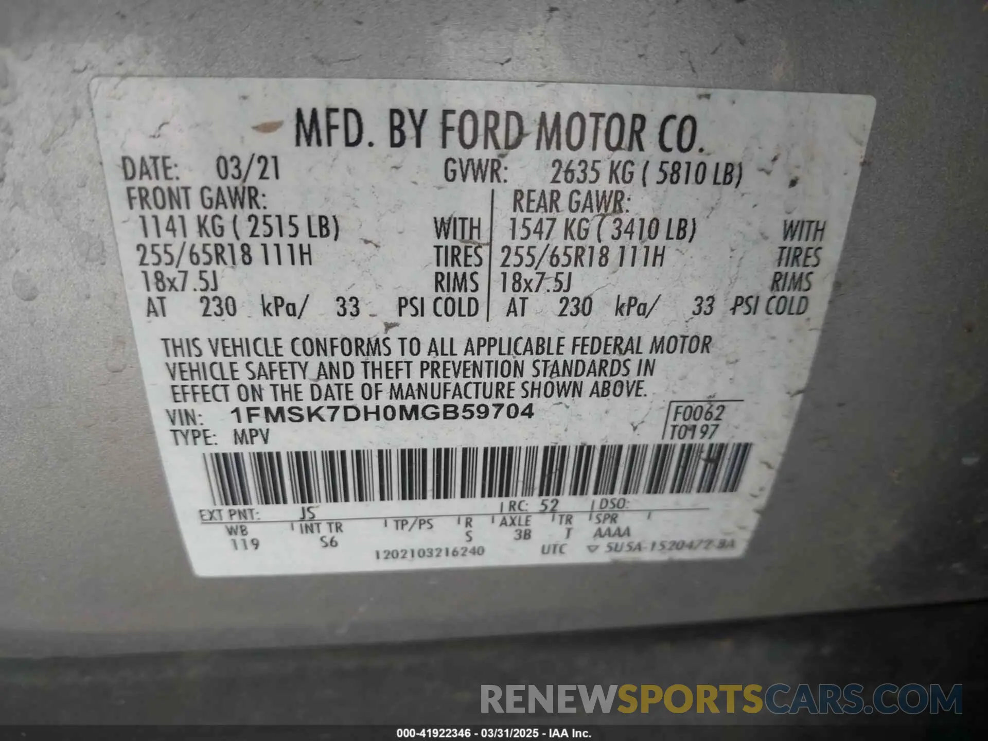 9 Photograph of a damaged car 1FMSK7DH0MGB59704 FORD EXPLORER 2021