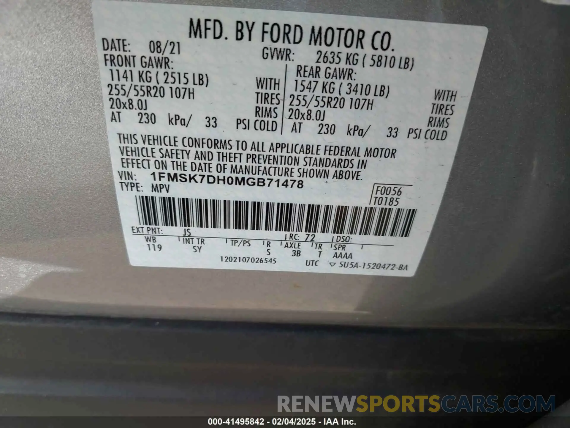 9 Фотография поврежденного автомобиля 1FMSK7DH0MGB71478 FORD EXPLORER 2021