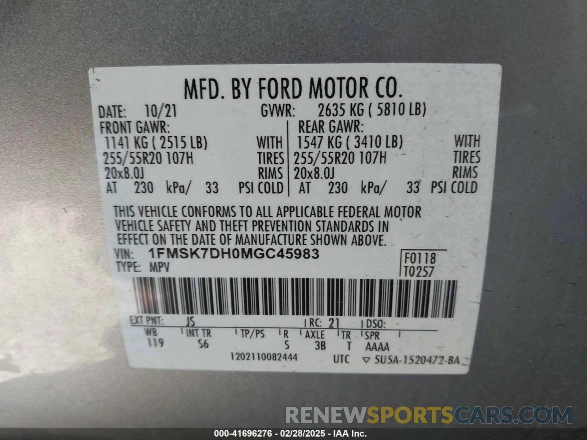 9 Фотография поврежденного автомобиля 1FMSK7DH0MGC45983 FORD EXPLORER 2021