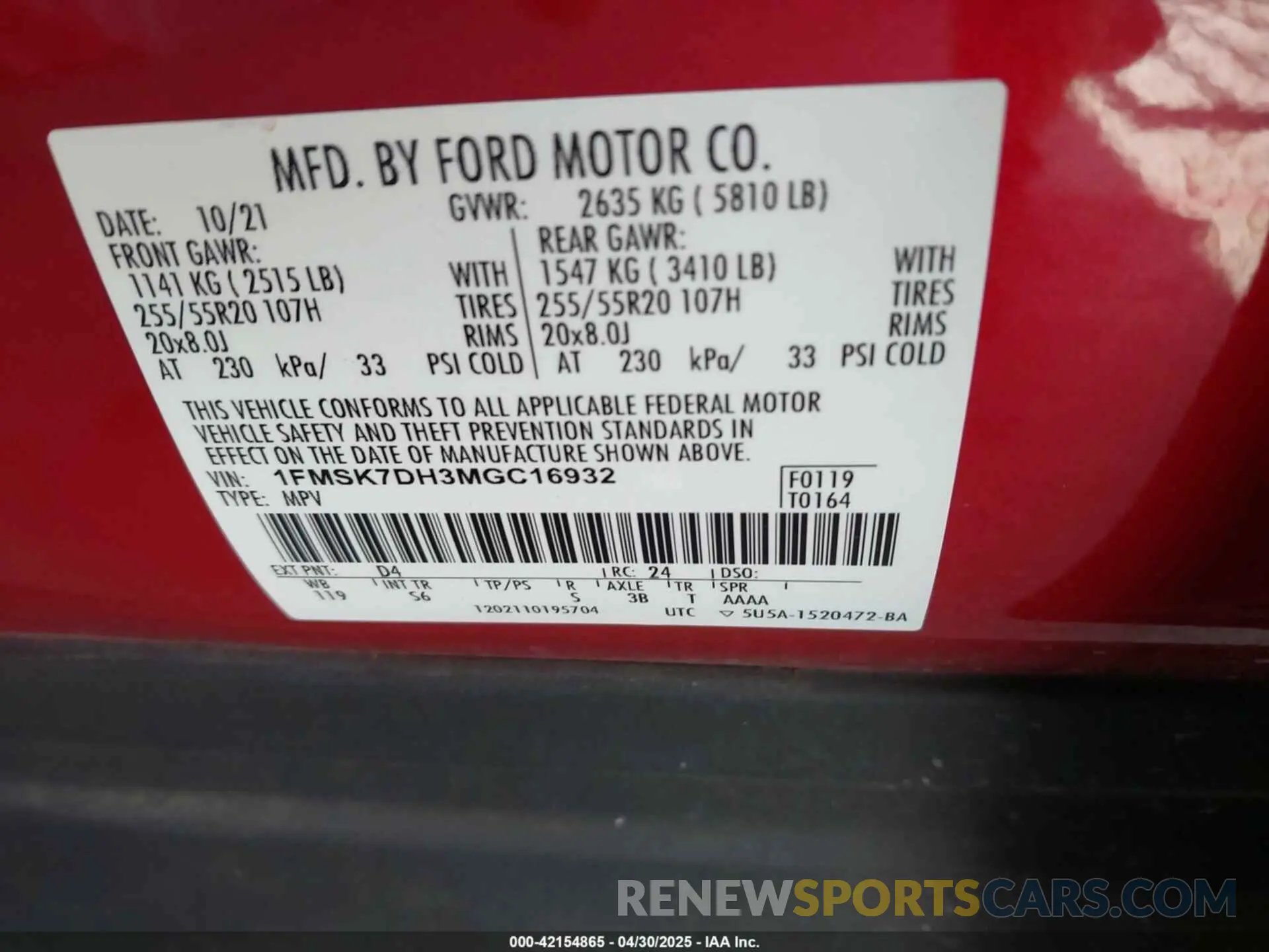9 Photograph of a damaged car 1FMSK7DH3MGC16932 FORD EXPLORER 2021