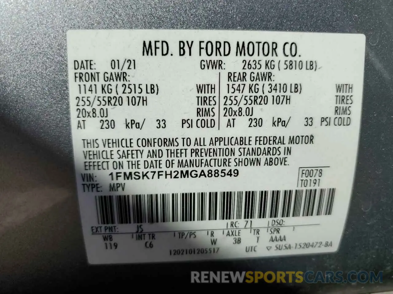 14 Photograph of a damaged car 1FMSK7FH2MGA88549 FORD EXPLORER 2021