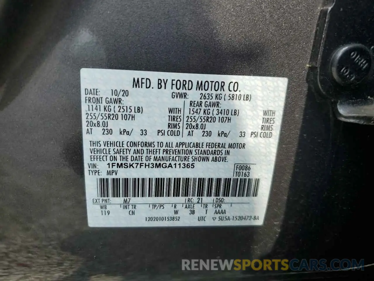 13 Фотография поврежденного автомобиля 1FMSK7FH3MGA11365 FORD EXPLORER 2021