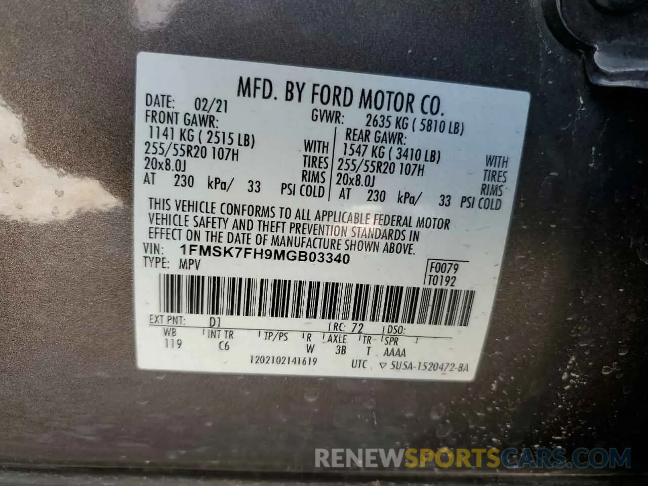 13 Фотография поврежденного автомобиля 1FMSK7FH9MGB03340 FORD EXPLORER 2021