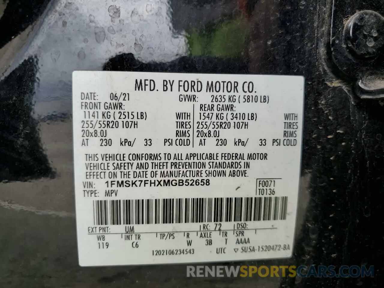 14 Photograph of a damaged car 1FMSK7FHXMGB52658 FORD EXPLORER 2021