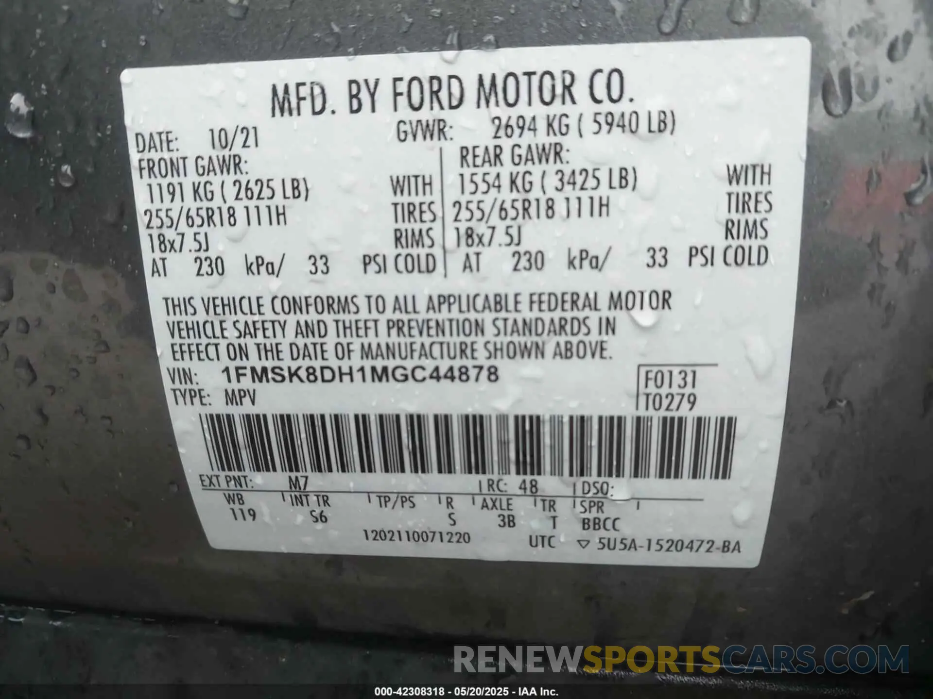 9 Photograph of a damaged car 1FMSK8DH1MGC44878 FORD EXPLORER 2021