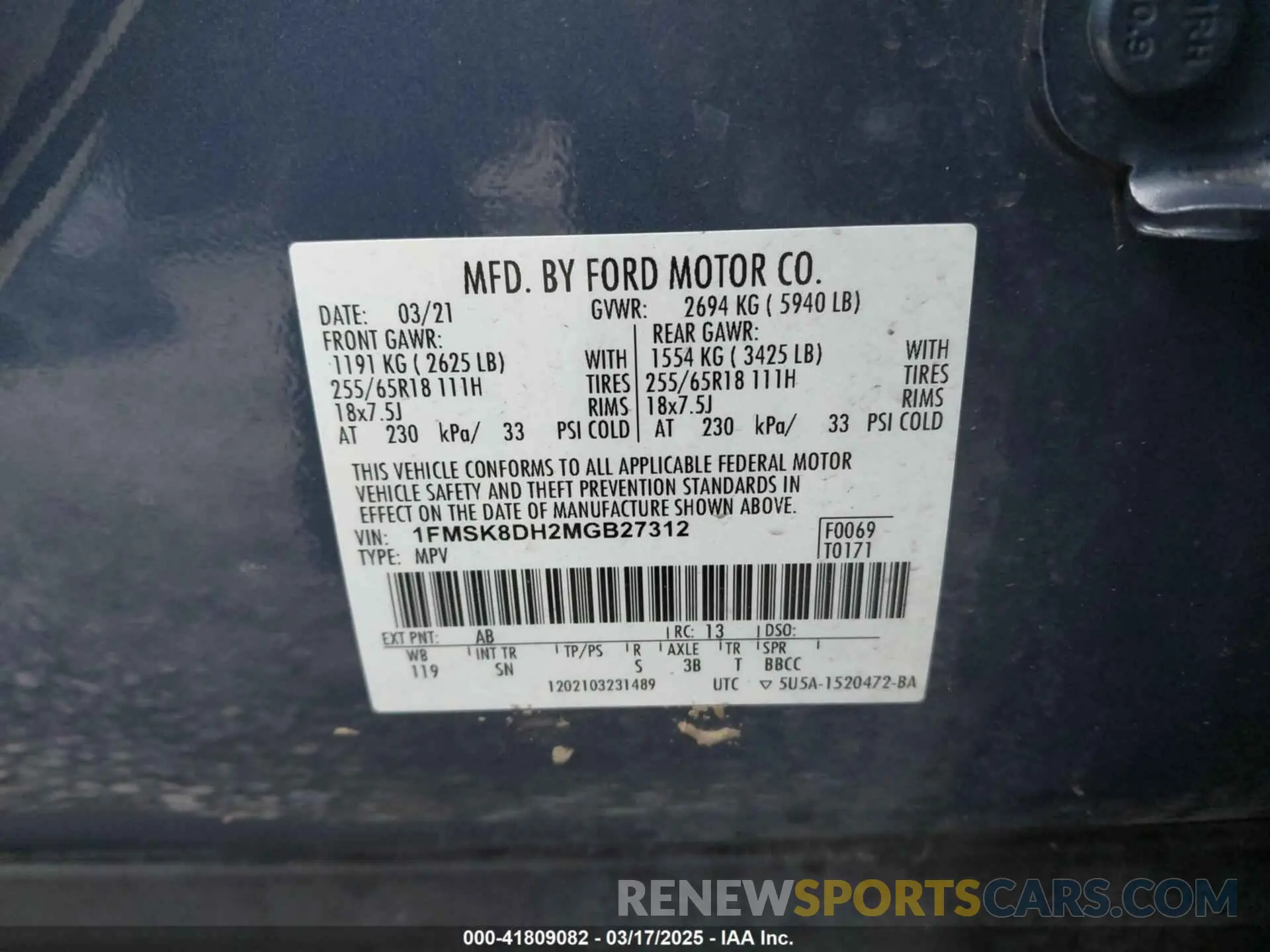 9 Фотография поврежденного автомобиля 1FMSK8DH2MGB27312 FORD EXPLORER 2021