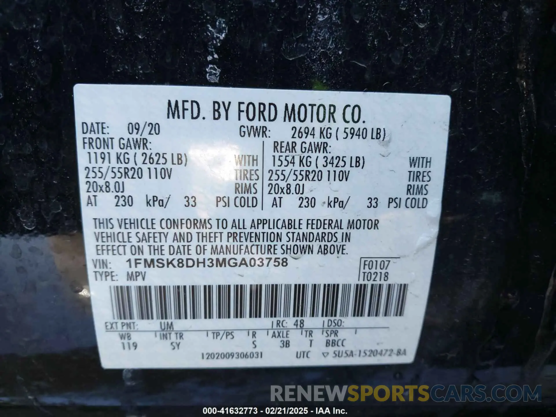 9 Фотография поврежденного автомобиля 1FMSK8DH3MGA03758 FORD EXPLORER 2021