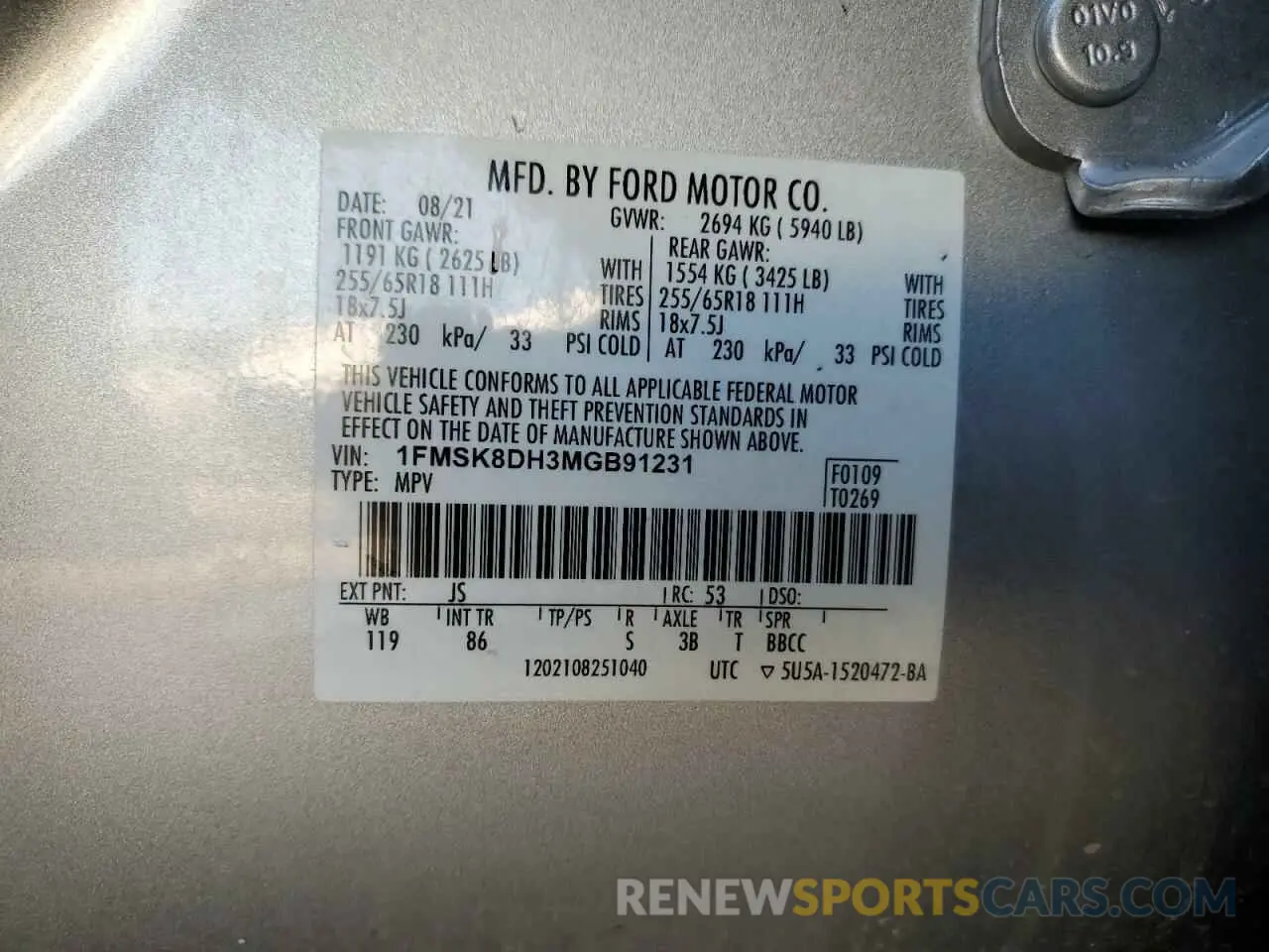 14 Фотография поврежденного автомобиля 1FMSK8DH3MGB91231 FORD EXPLORER 2021