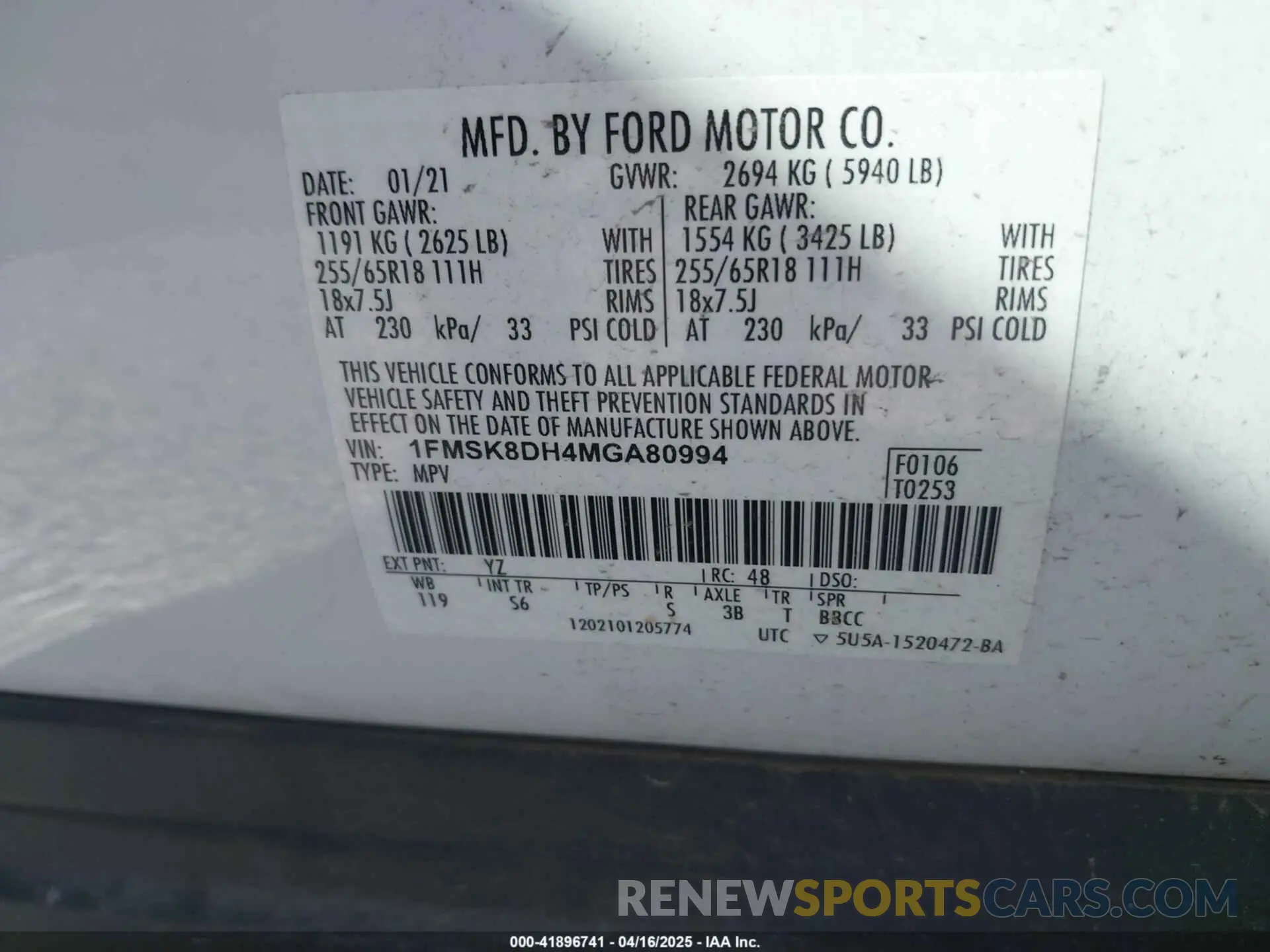 9 Photograph of a damaged car 1FMSK8DH4MGA80994 FORD EXPLORER 2021