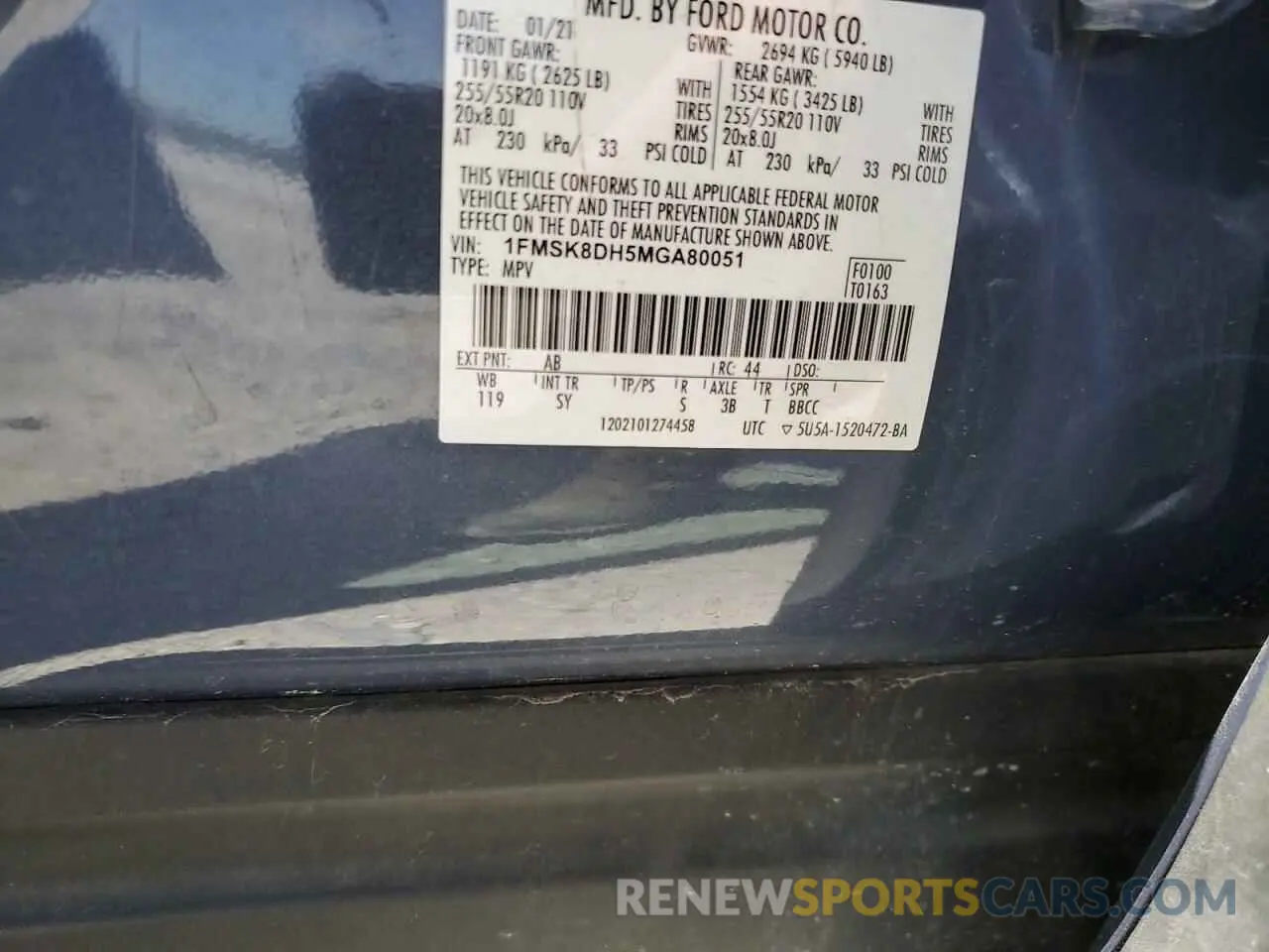 13 Photograph of a damaged car 1FMSK8DH5MGA80051 FORD EXPLORER 2021