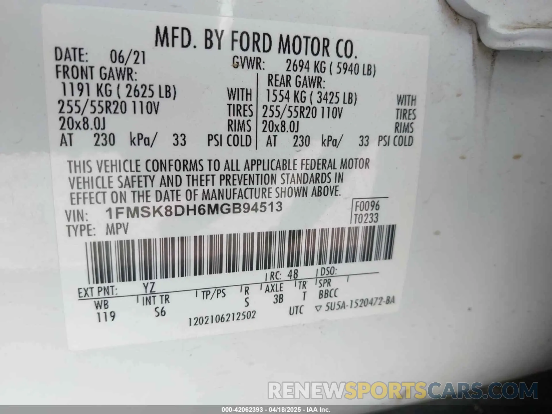 9 Фотография поврежденного автомобиля 1FMSK8DH6MGB94513 FORD EXPLORER 2021
