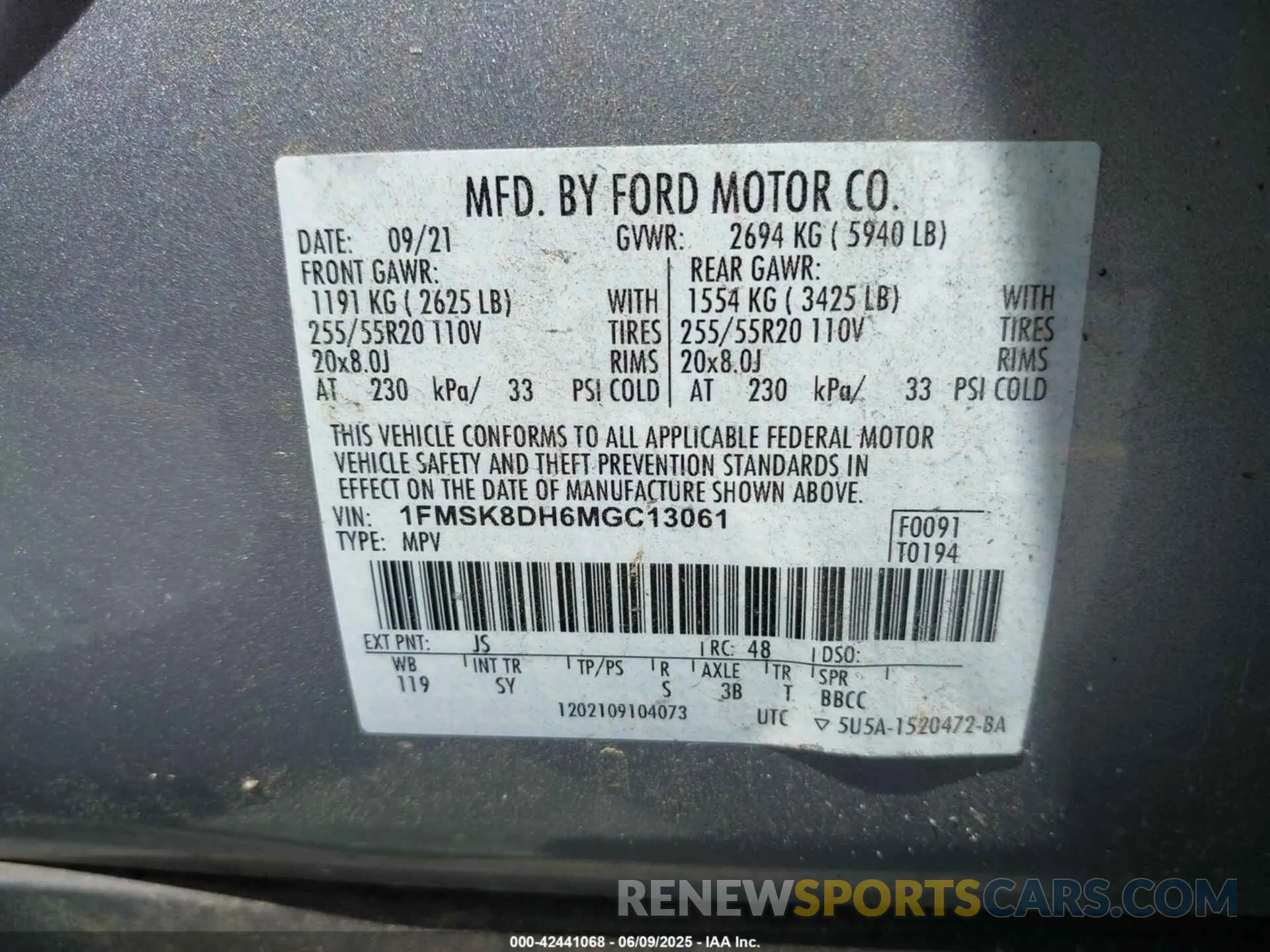 9 Photograph of a damaged car 1FMSK8DH6MGC13061 FORD EXPLORER 2021