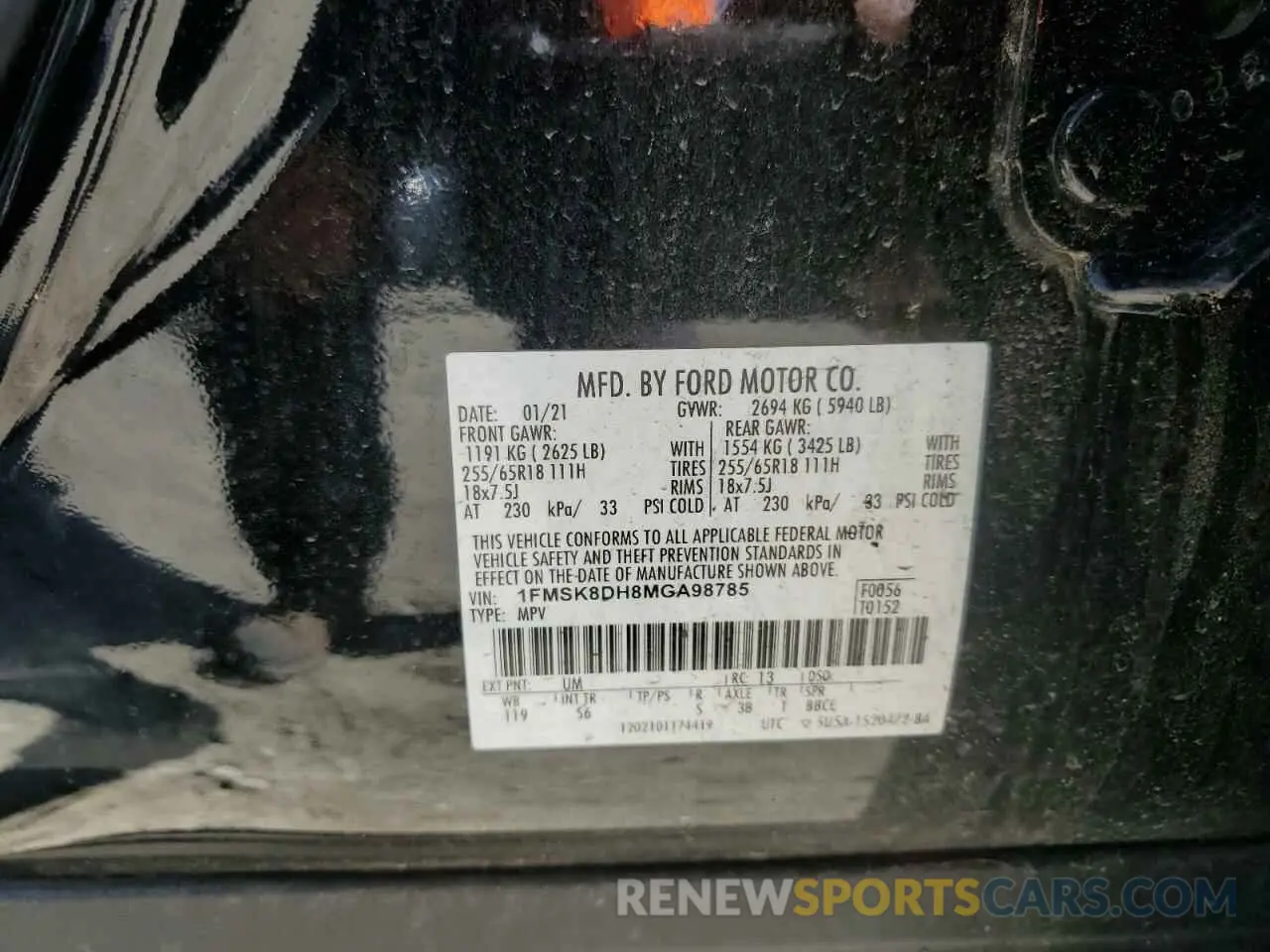 14 Photograph of a damaged car 1FMSK8DH8MGA98785 FORD EXPLORER 2021