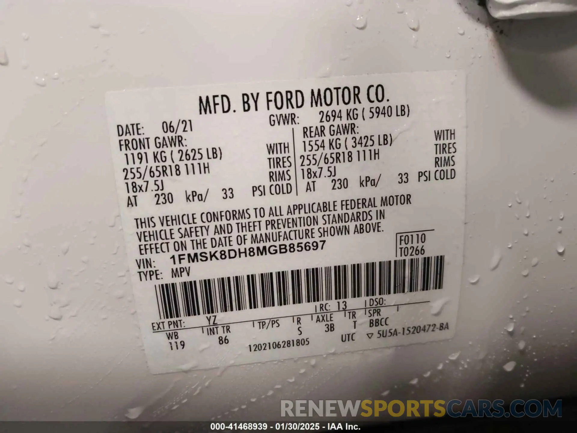 9 Фотография поврежденного автомобиля 1FMSK8DH8MGB85697 FORD EXPLORER 2021