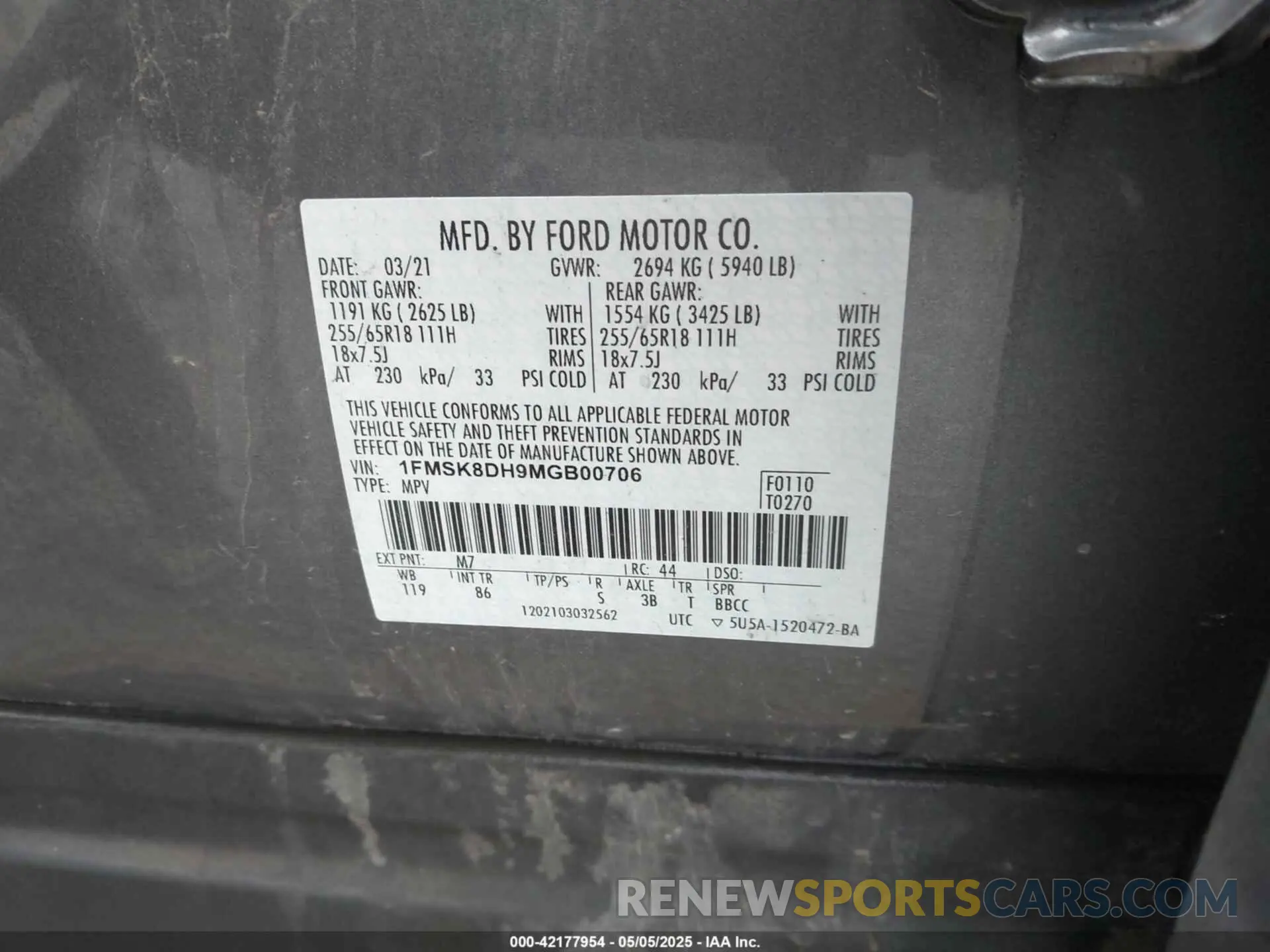 9 Фотография поврежденного автомобиля 1FMSK8DH9MGB00706 FORD EXPLORER 2021