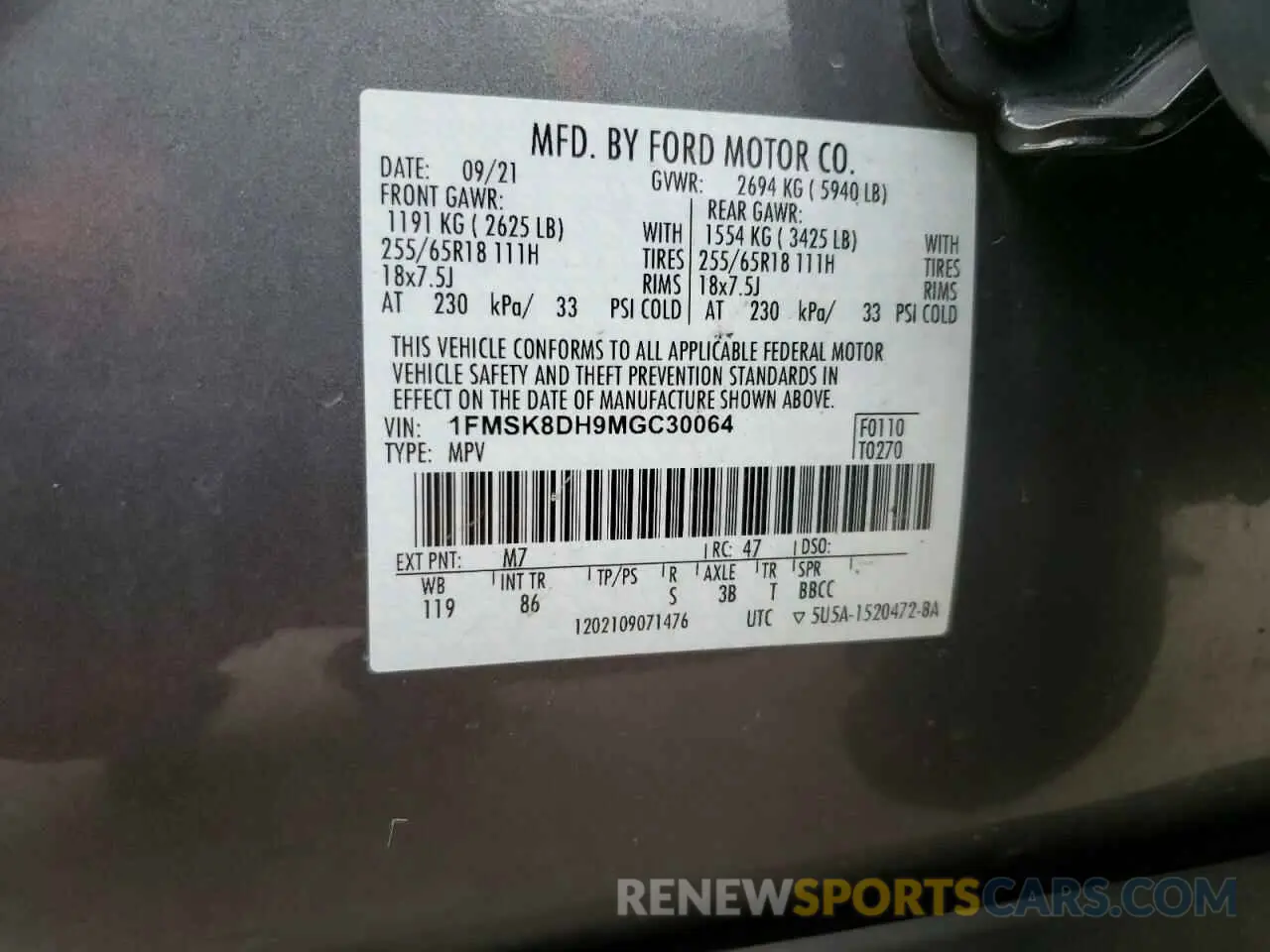 14 Фотография поврежденного автомобиля 1FMSK8DH9MGC30064 FORD EXPLORER 2021