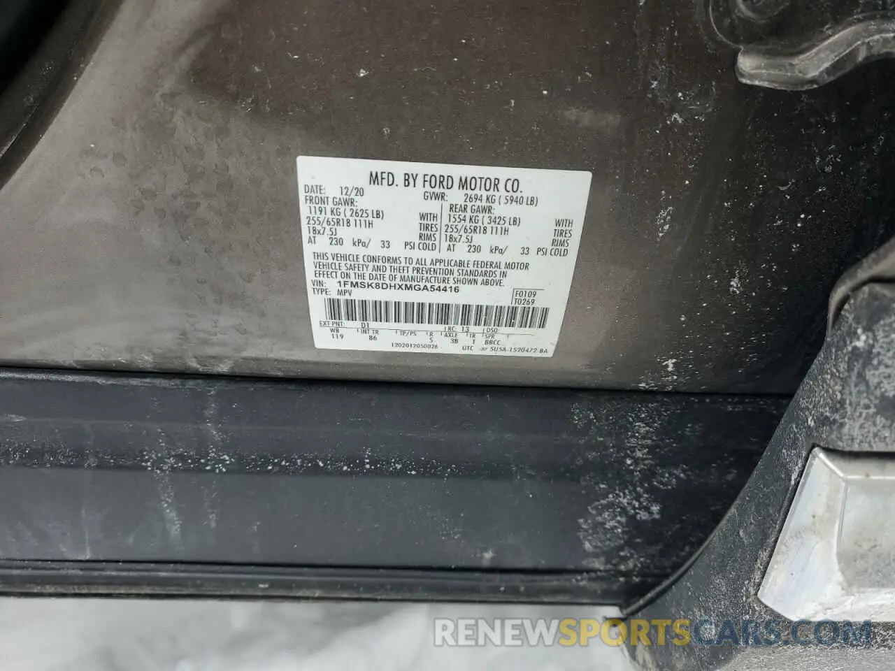 13 Photograph of a damaged car 1FMSK8DHXMGA54416 FORD EXPLORER 2021