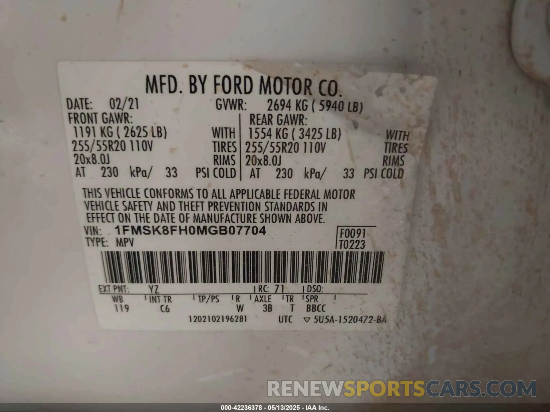 9 Фотография поврежденного автомобиля 1FMSK8FH0MGB07704 FORD EXPLORER 2021